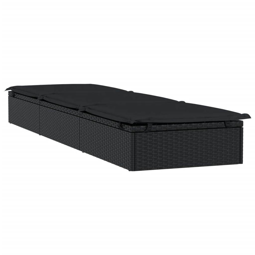 Helloshop26 - Transat chaise longue bain de soleil avec table résine tressée noir - Imagen 4