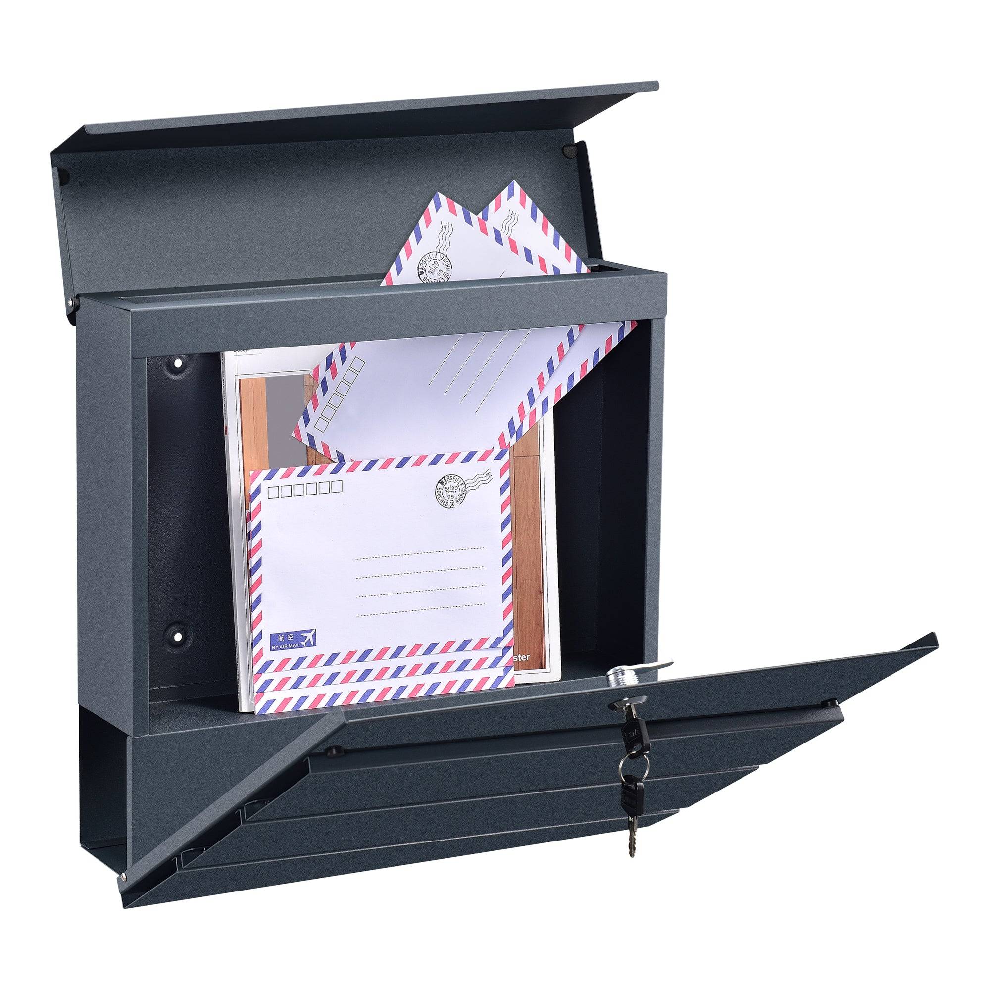 Helloshop26 - Boîte aux lettres acier galvanisé 37x37x11 cm gris anthracite - Imagen 4