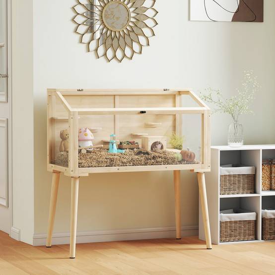 Cage hamster bois sapin rongeurs 7 plateformes jeux 110x101cm bois naturel - ComfortXL Outdoor Living - Image 4