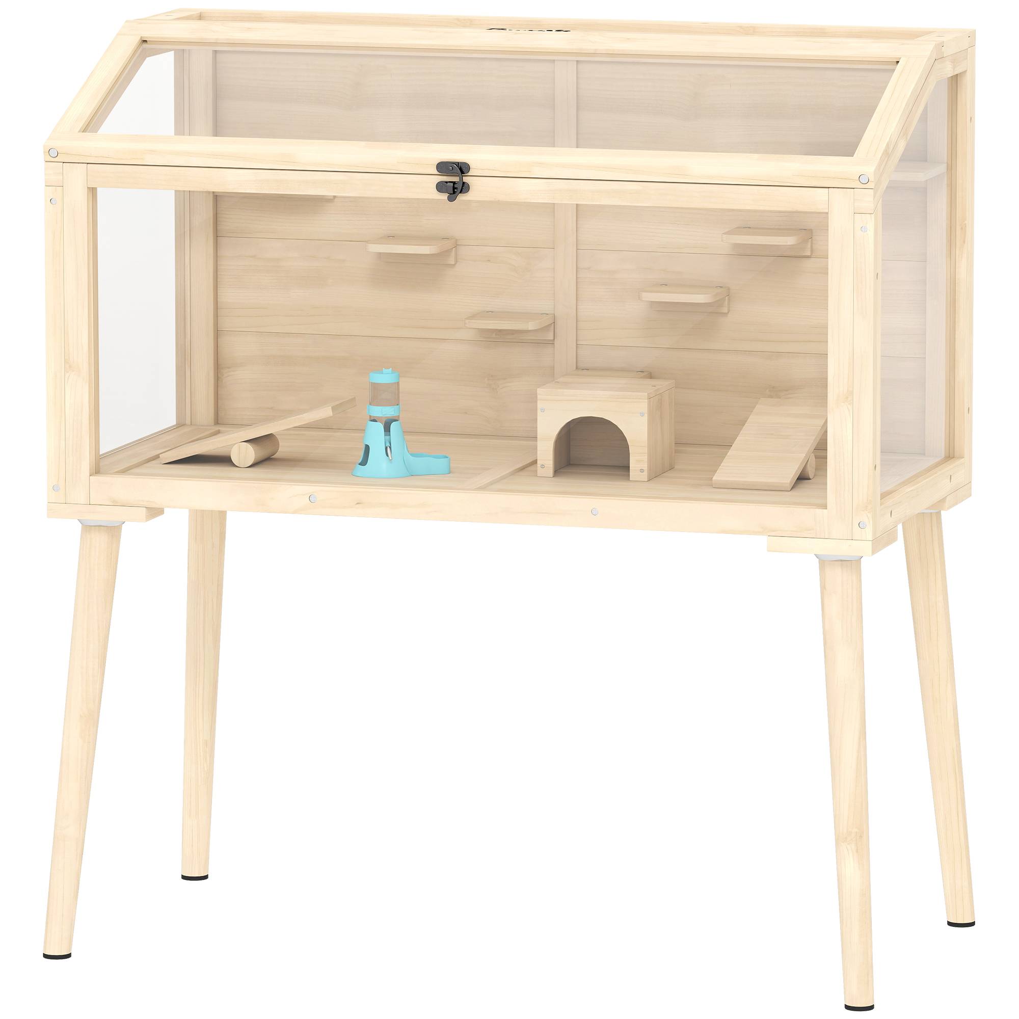 Cage hamster bois sapin rongeurs 7 plateformes jeux 110x101cm bois naturel - ComfortXL Outdoor Living - Image 2