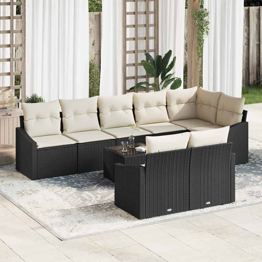Vidaxl - Ensemble de Canapés avec coussin 9 pcs Noir polyrotin vidaXL 3346777 - Image 1