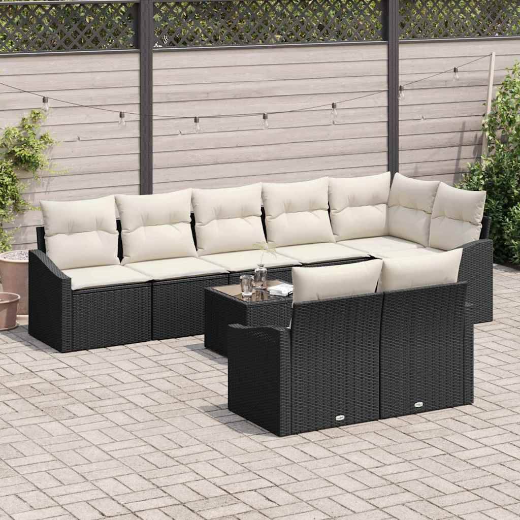 Vidaxl - Ensemble de Canapés avec coussin 9 pcs Noir polyrotin vidaXL 3346777 - Image 4