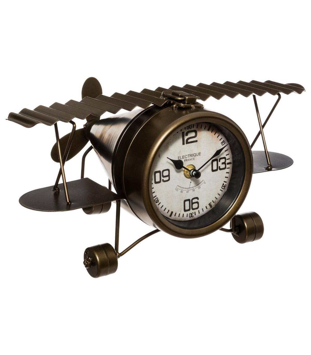 Horloge à poser Avion en métal aspect vieilli déco industrielle - Imagen 1
