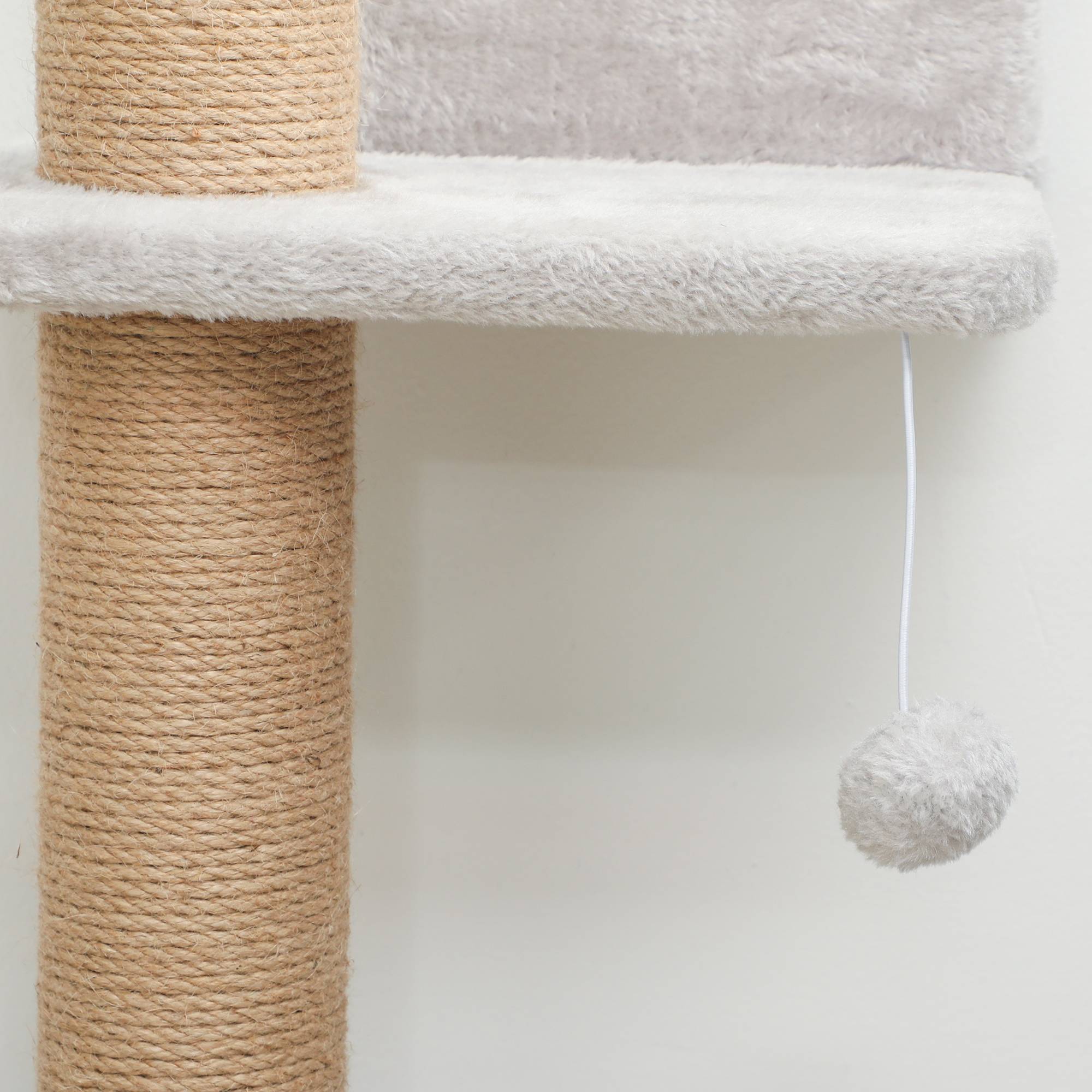 Arbre à Chat Mural 5 Niveaux Gain de Place avec Griffoir Sisal et Jouet Suspendu Gris Clair 180 cm - ComfortXL Outdoor Living - Image 10