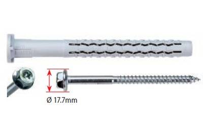 Cheville longue nylon universelle GX-L G&B 10x800 mm + Vis zing tête hexa T40 col. clef 13 mm - boite de 50 - 97030
