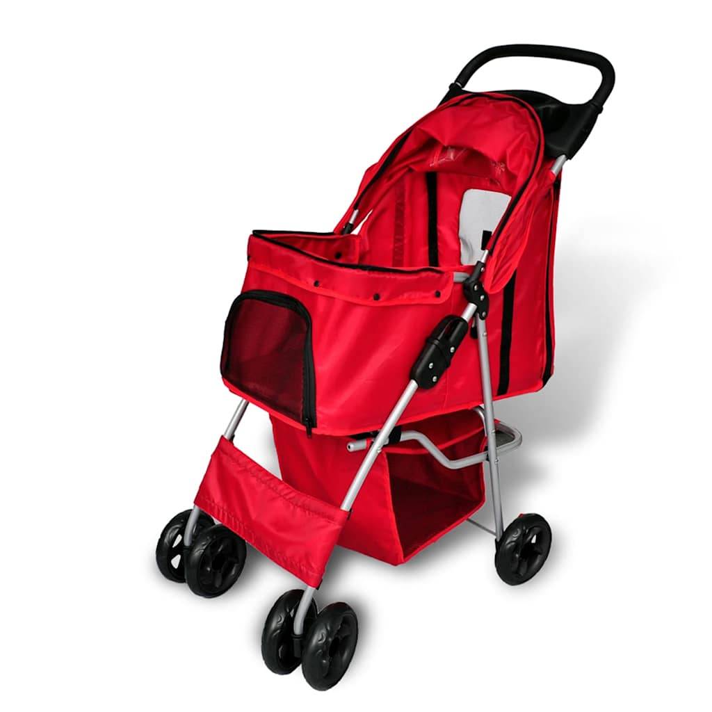 Poussette pour animaux acier et polyester rouge 80 x 37 x 99 cm - PANGIVO - Image 2