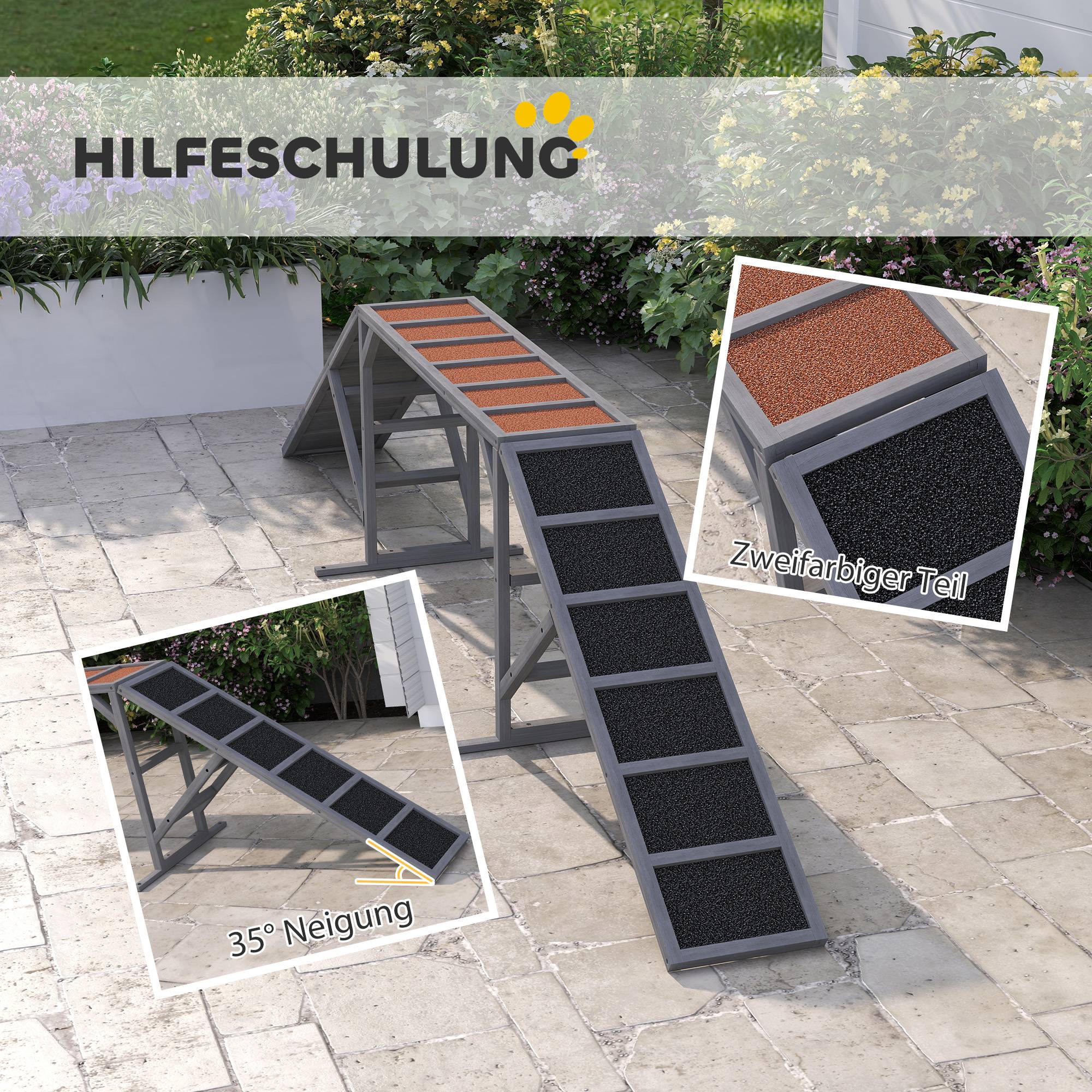 Passerelle d'agility pour chien bois gris 335 x 55 x 60 cm - PANGIVO - Image 7