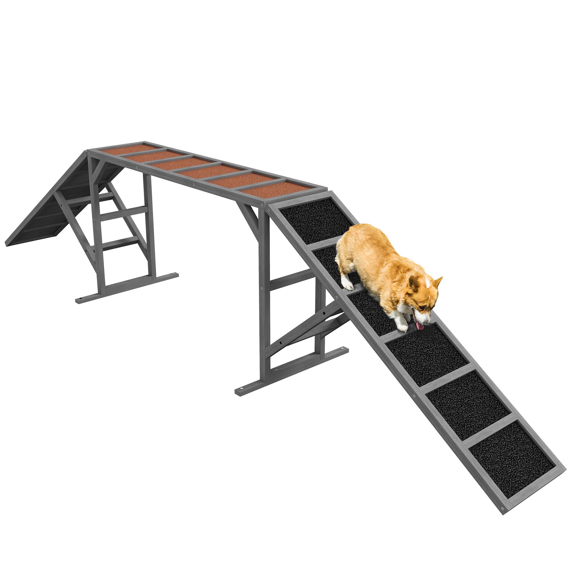 Passerelle d'agility pour chien bois gris 335 x 55 x 60 cm - PANGIVO - Image 1