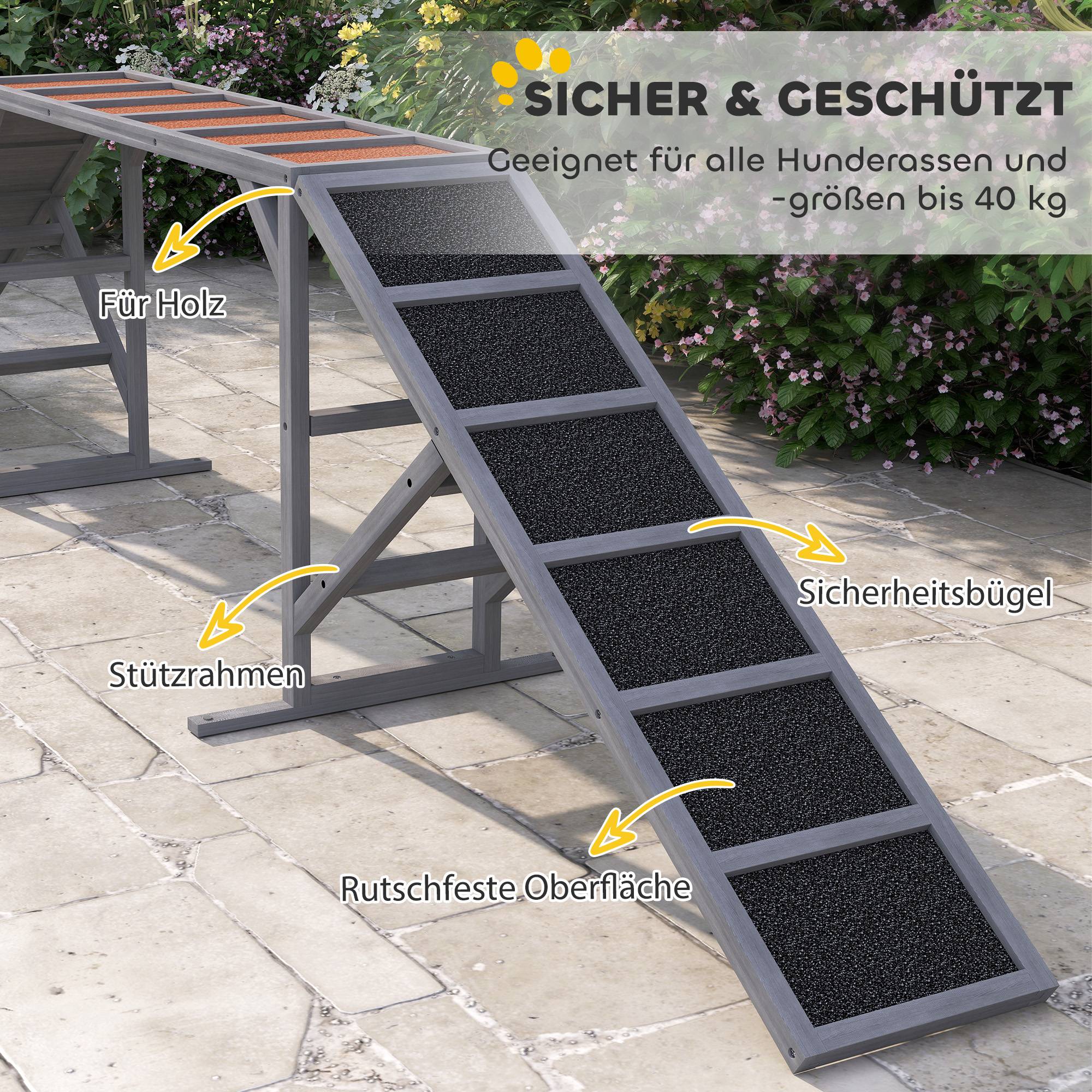 Passerelle d'agility pour chien bois gris 335 x 55 x 60 cm - PANGIVO - Image 8