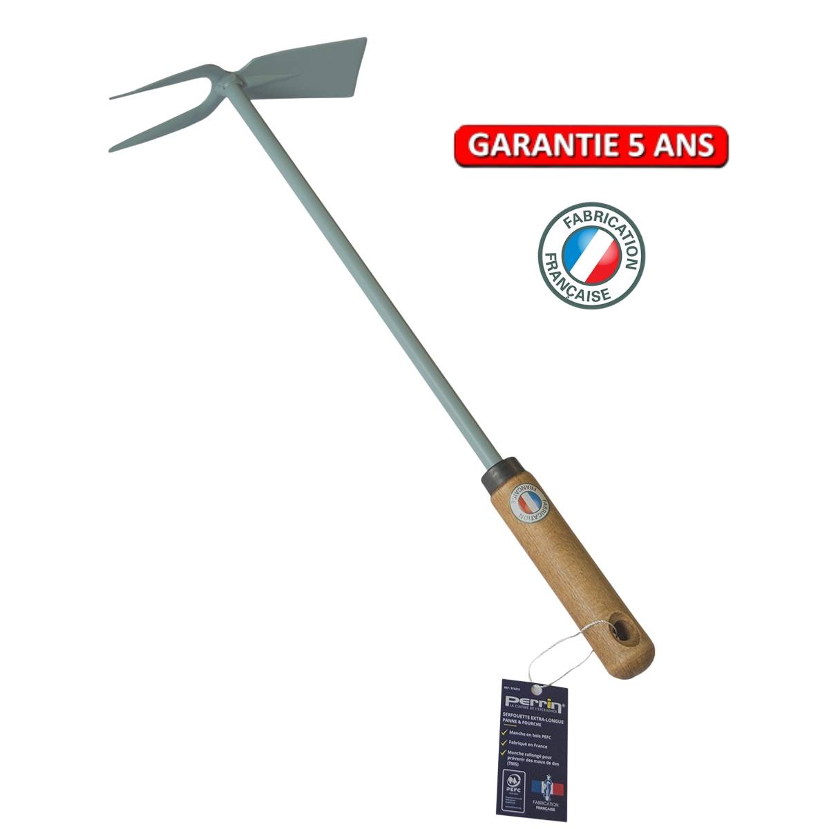 Outils Perrin - Serfouette à oignons panne et fourche – manche extra-long bois PEFC