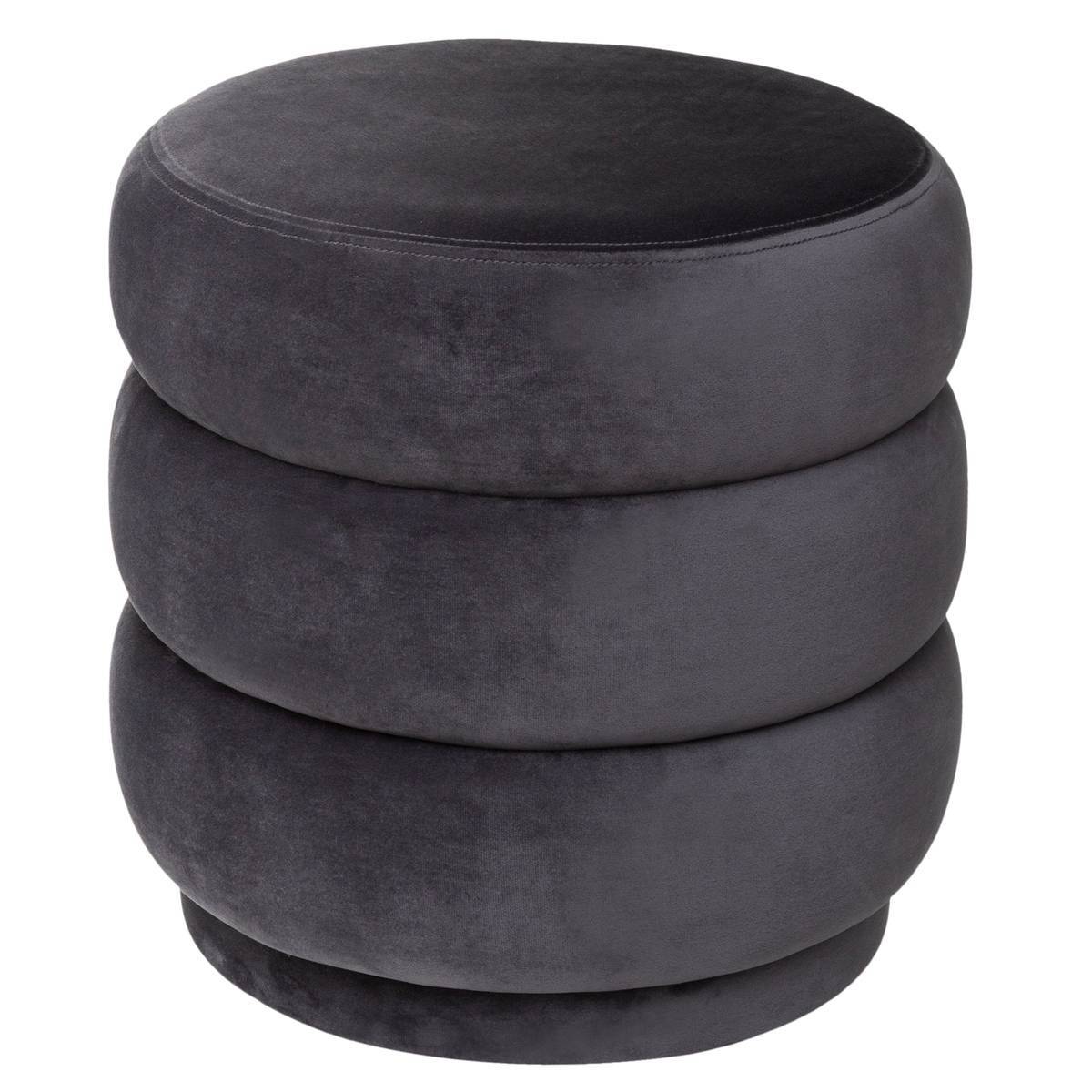 Atmosphera - Pouf "Sinan" velours gris - Atmosphera Créateur d'intérieur - Imagen 1
