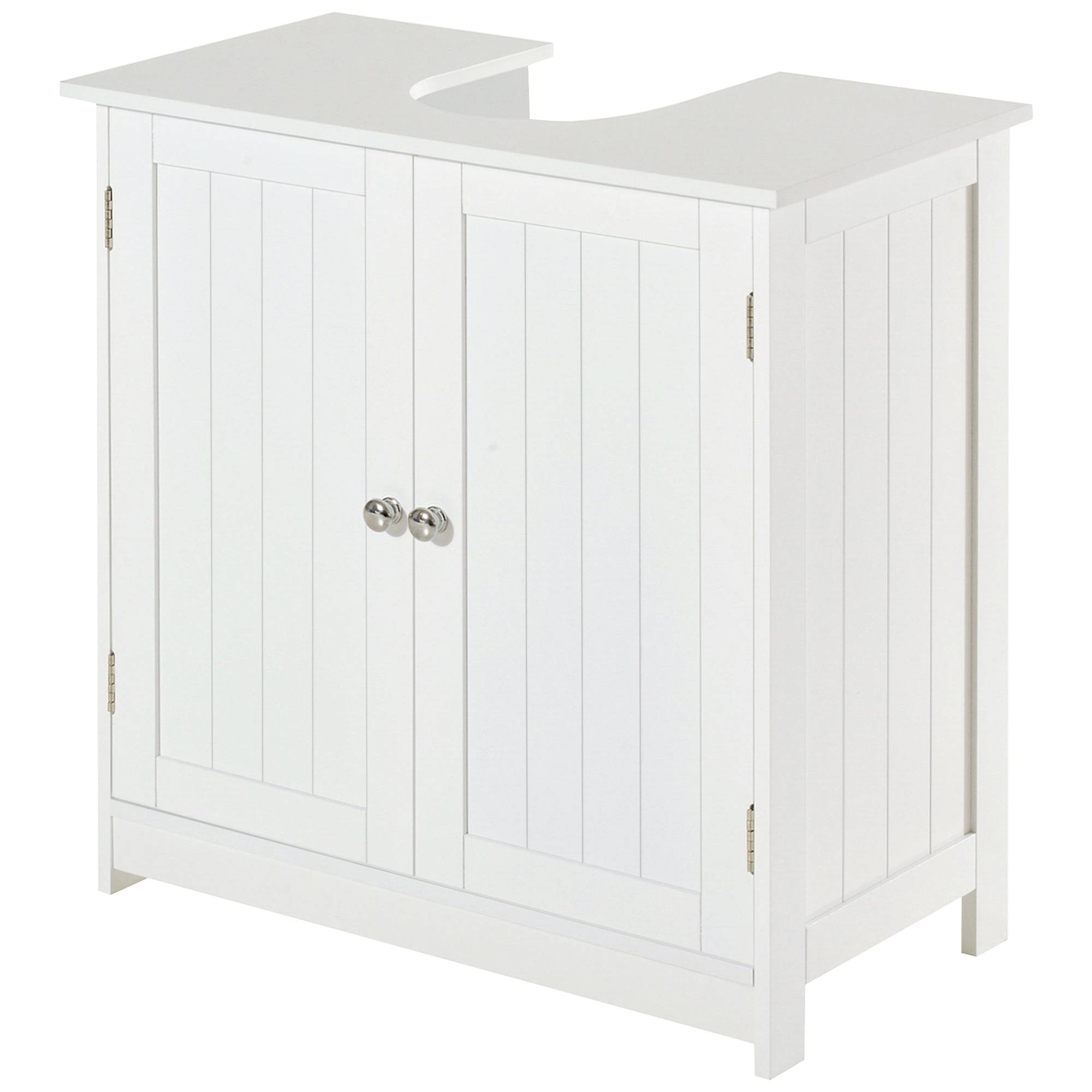 Sans Marque - Meuble sous-vasque salle bain 2 portes étagère réglable rangement lavabo avec ou sans colonne moderne 60x30x60 cm blanc - Image 2