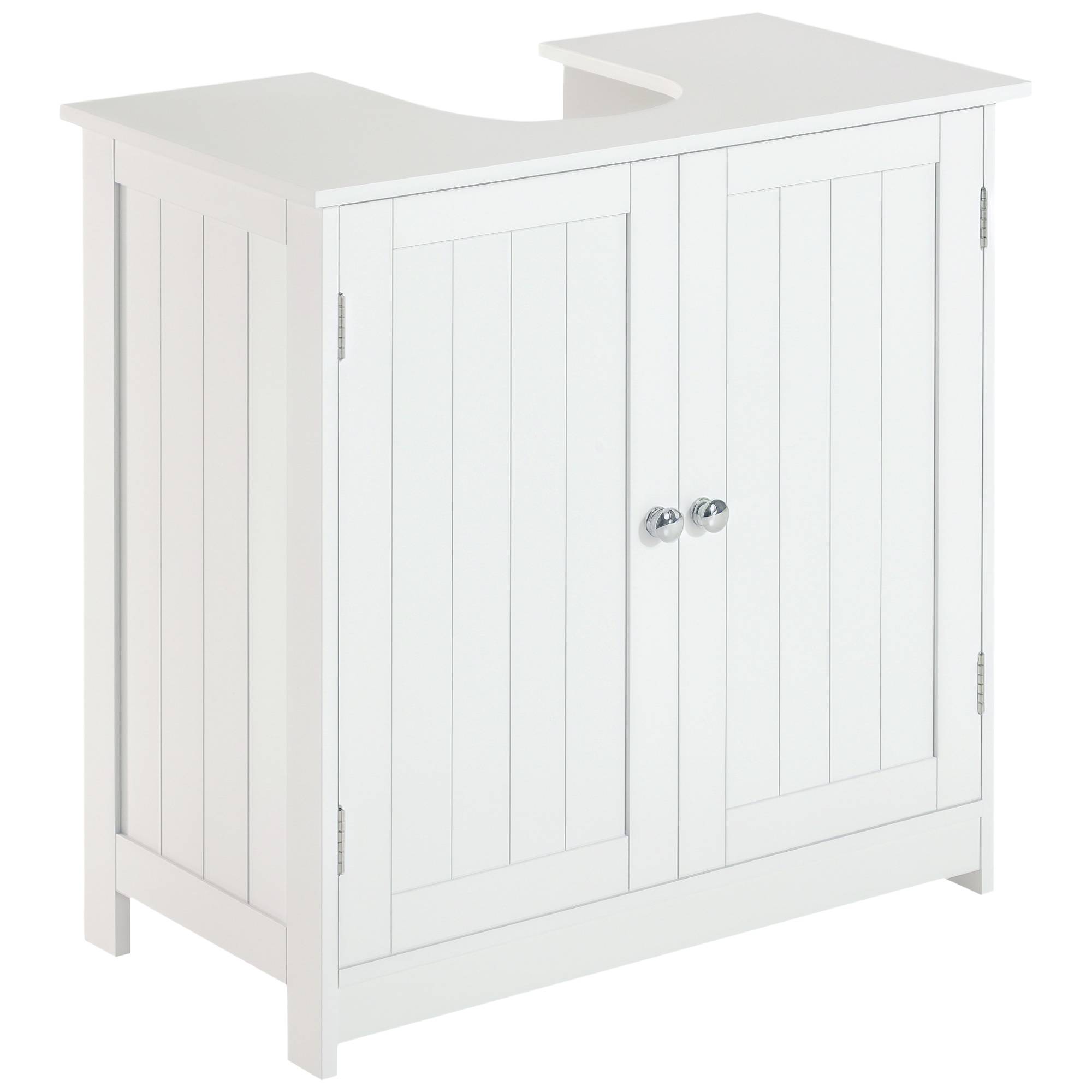Sans Marque - Meuble sous-vasque salle bain 2 portes étagère réglable rangement lavabo avec ou sans colonne moderne 60x30x60 cm blanc - Image 1