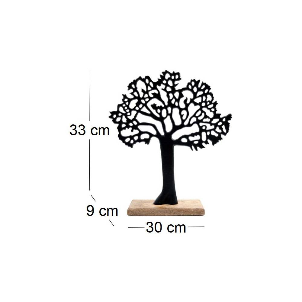 Sil - Arbre décoratif en aluminium noir et bois de manguier Arbre de vie Sil - Imagen 2