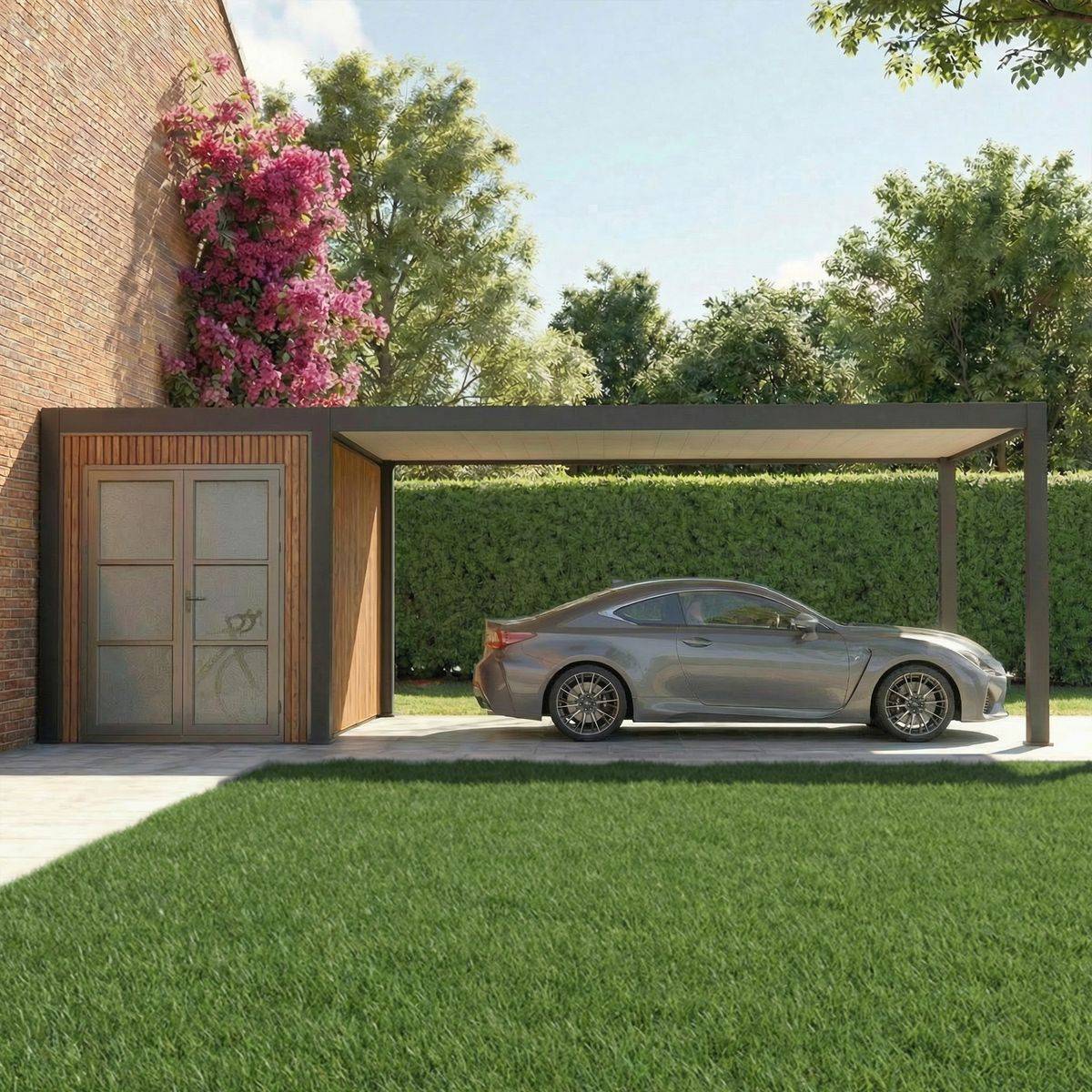 Direct Abris - Carport Aluminium DENVER Abri de Jardin Composite Inclus - 330 x 760 cm - 24,94 m² / local 5 m² - 1 Voiture - Image 2