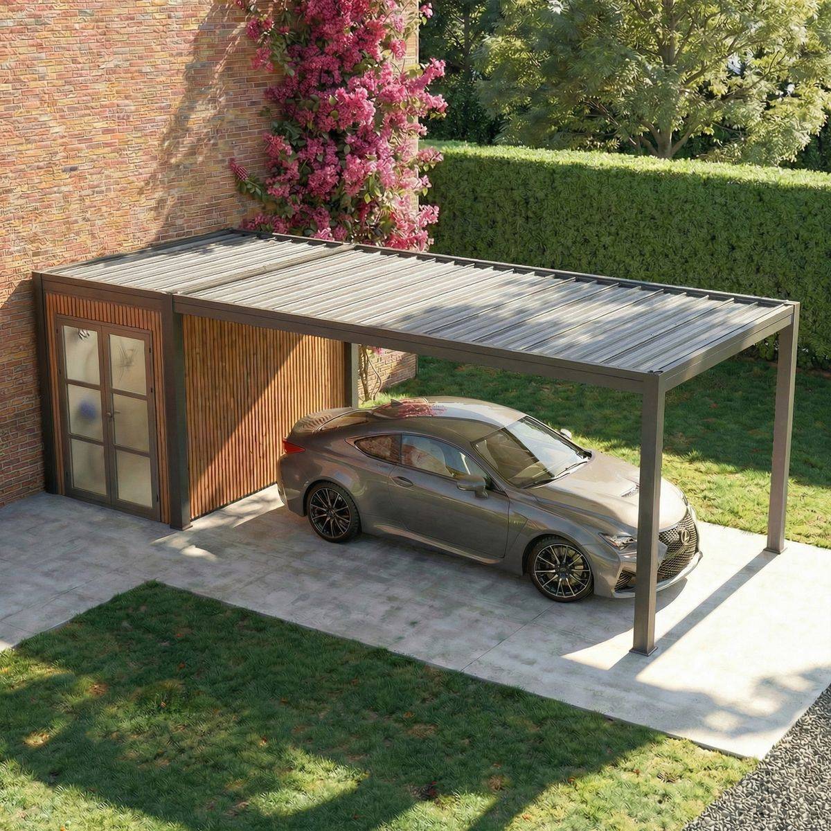 Direct Abris - Carport Aluminium DENVER Abri de Jardin Composite Inclus - 330 x 760 cm - 24,94 m² / local 5 m² - 1 Voiture - Image 3