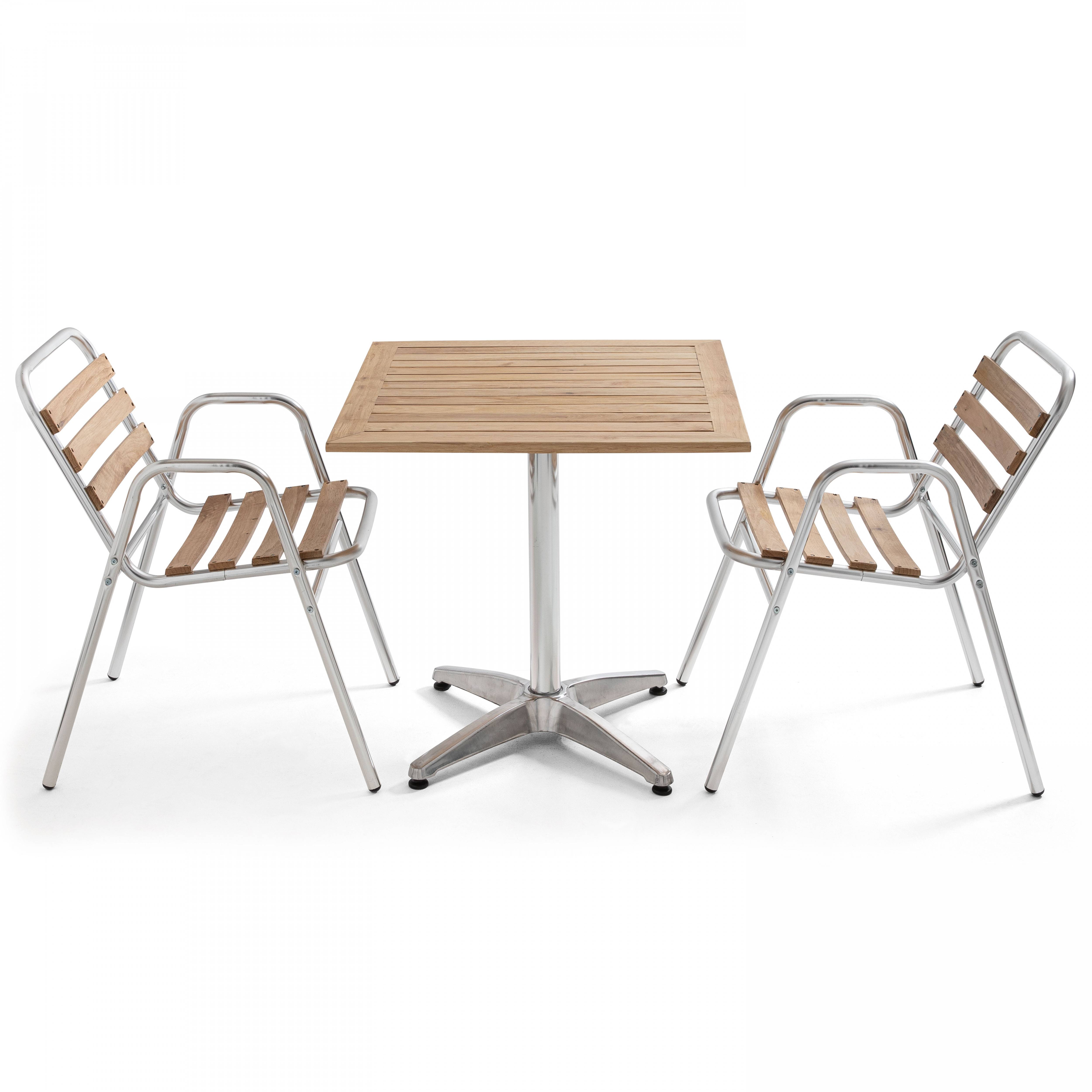 Oviala - Ensemble jardin en bois et aluminium 2 personnes Times Square - Oviala - Imagen 1