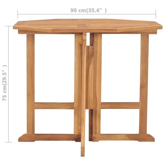 Table à dîner pliable bois de teck Ø90 x 75 cm, Poids :15.02kg - PANGIVO - Image 7