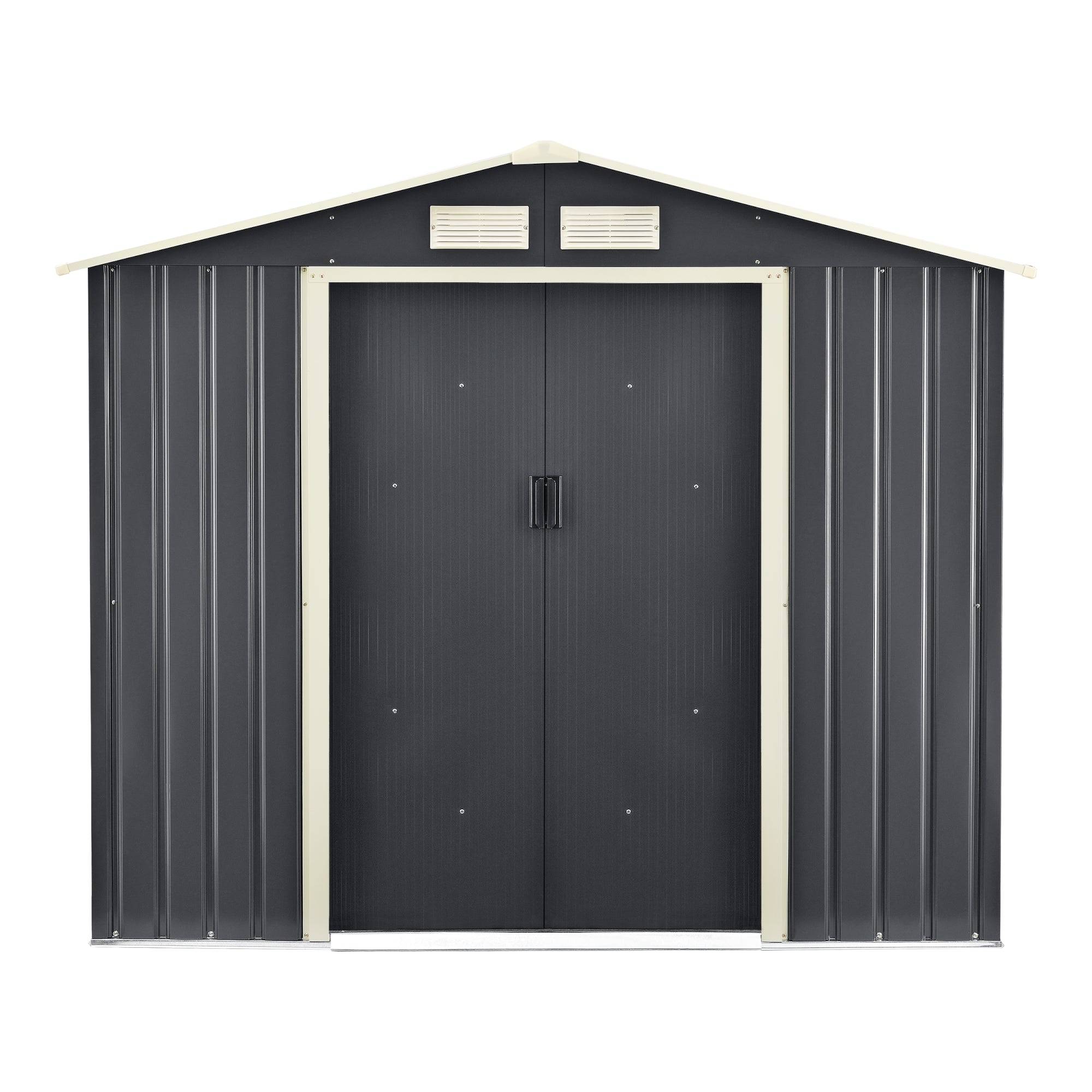 Helloshop26 - Abri de jardin 213 x 127 x 185 cm toit à pignon tôles en acier galvanisées gris foncé - Imagen 5