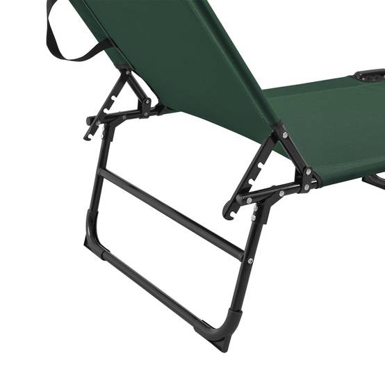 Bain de soleil transat chaise longue pliable avec pare-soleil acier pvc polyester 187 cm gris clair - Image 3