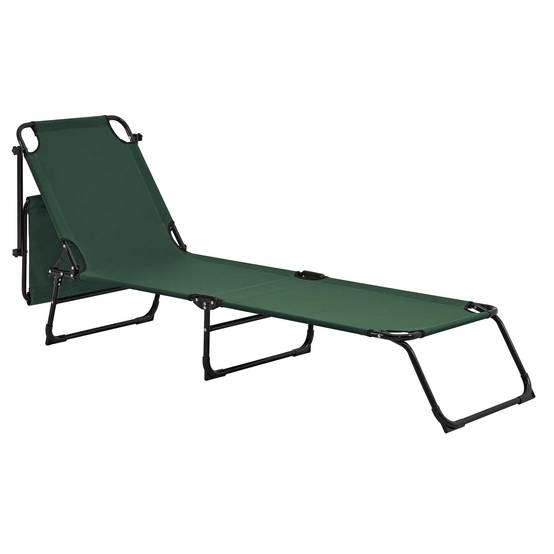 Bain de soleil transat chaise longue pliable avec pare-soleil acier pvc polyester 187 cm gris clair - Image 2