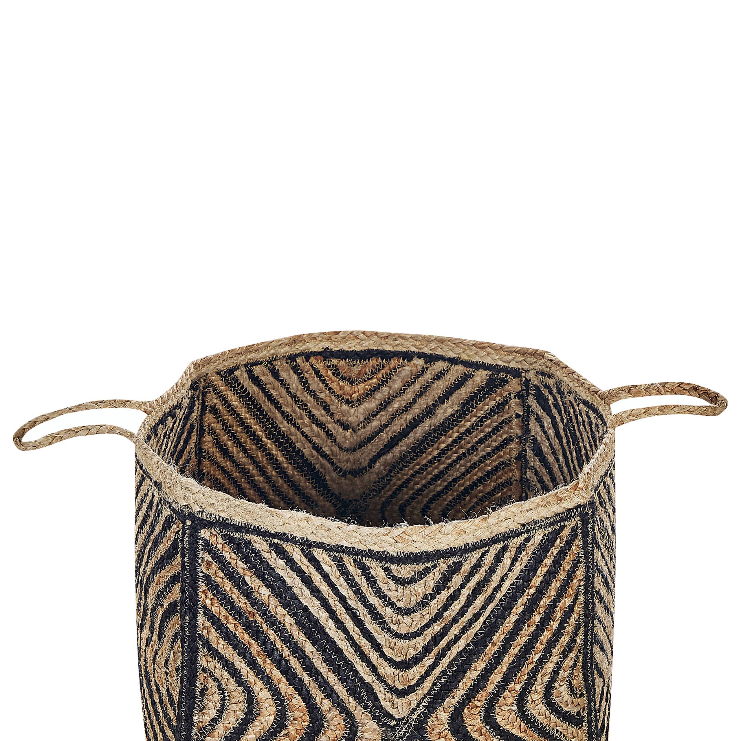 Beliani - Panier Naturel et Noir en Jute 40 x 40 cm Corbeille à Linge Faite Main Tressée Rangement pour Intérieur Accessoire Rangement - Imagen 4