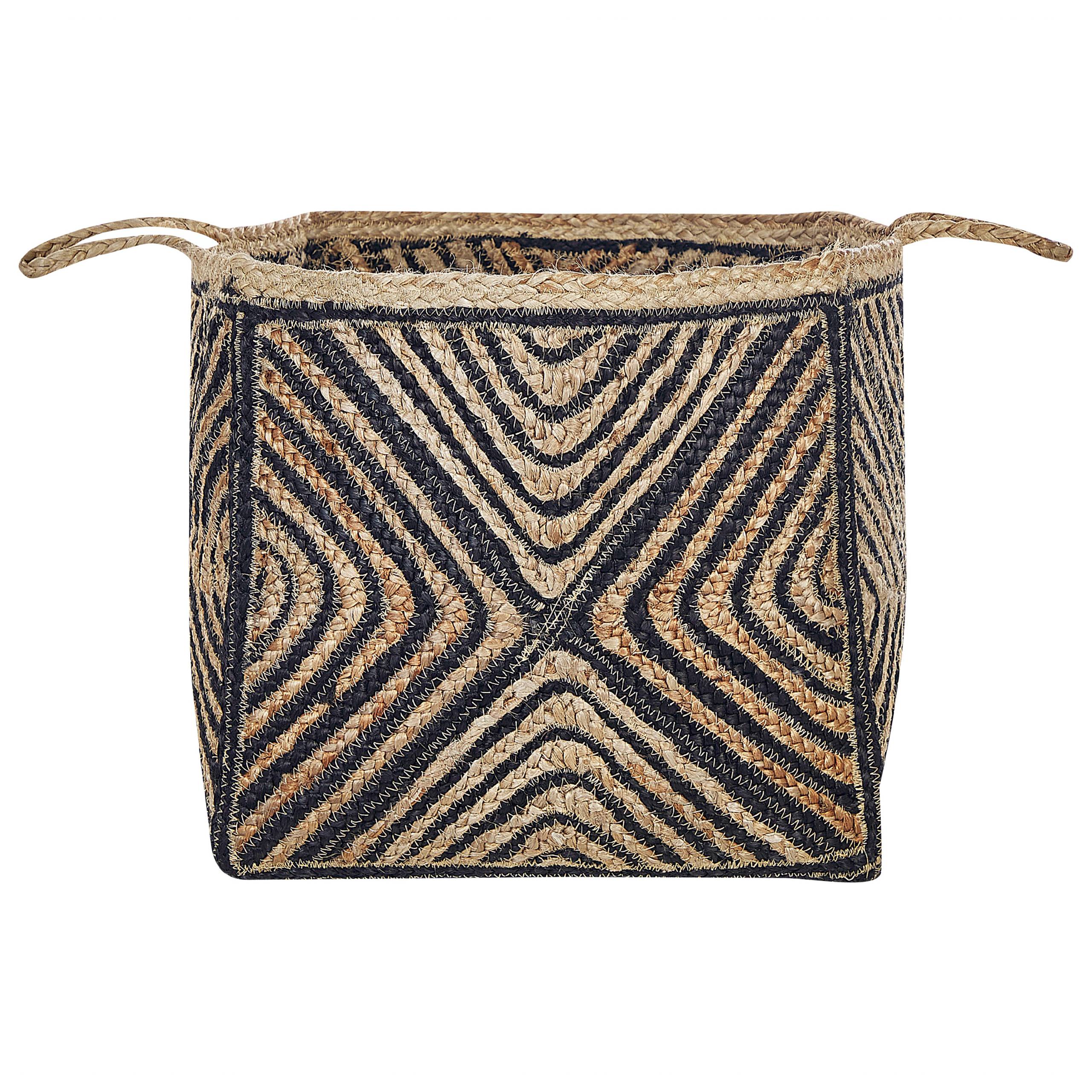 Beliani - Panier Naturel et Noir en Jute 40 x 40 cm Corbeille à Linge Faite Main Tressée Rangement pour Intérieur Accessoire Rangement - Imagen 1