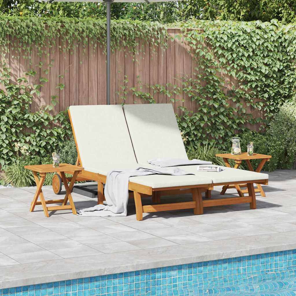 Vidaxl - Transat avec coussin Blanc crème Bois d'Acacia Massif vidaXL 3407699 - Image 1