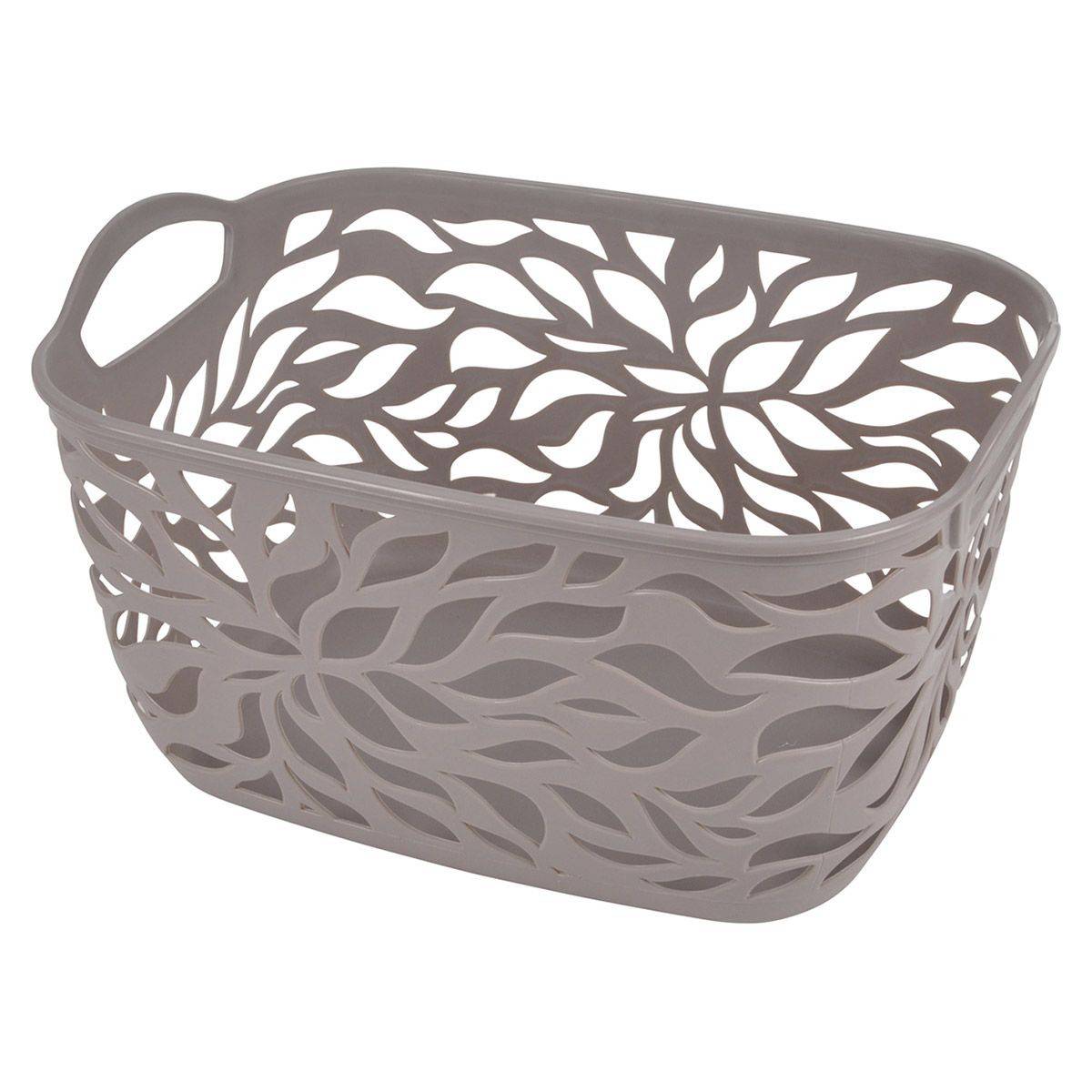 Panière à Linge "Motif Végétal" 7,5L Taupe