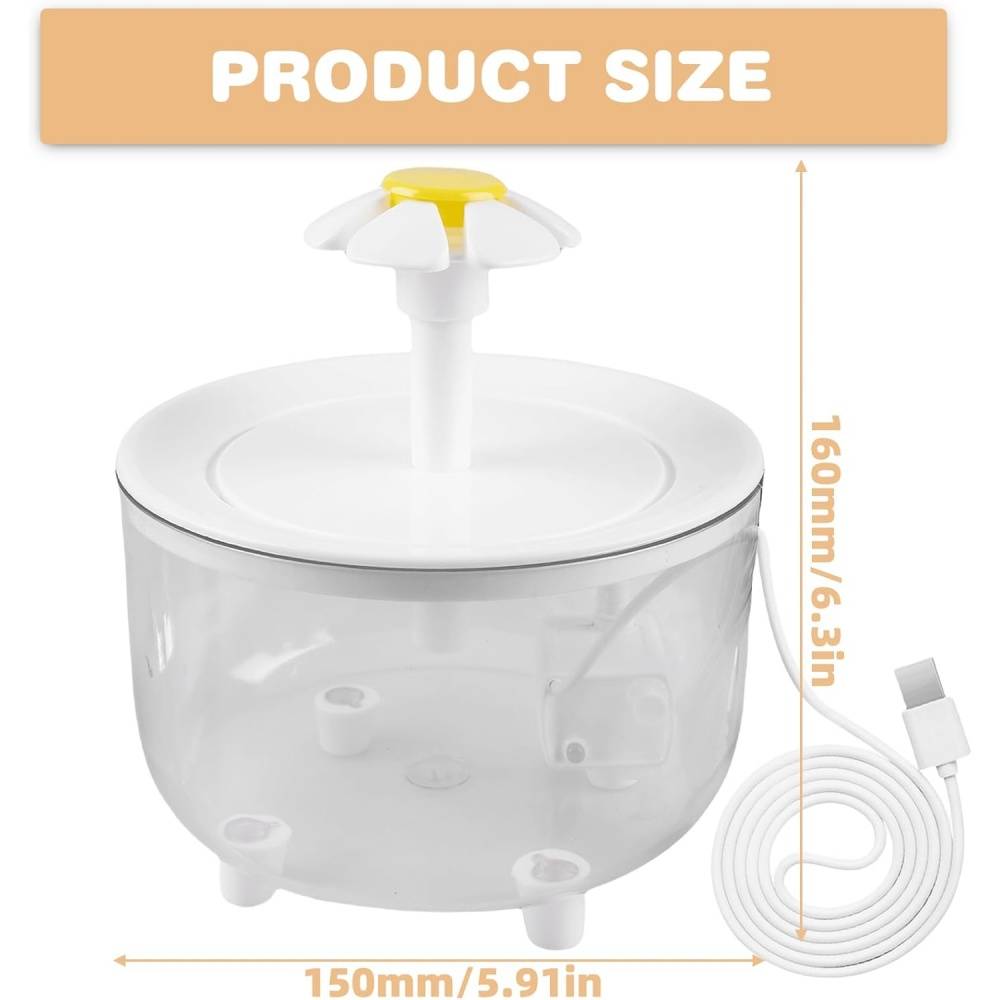 Fontaine à eau pour chat 1,5L - Silencieuse USB - Arrêt automatique - Filtration intégrée - Living123 - Image 2