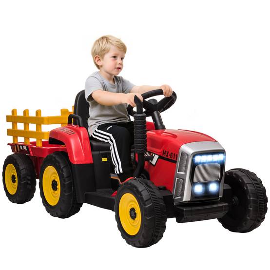 Tracteur électrique avec remorque amovible, pour enfants de 3 à 6 ans avec télécommande MP3 musique affichage lumières - Image 1