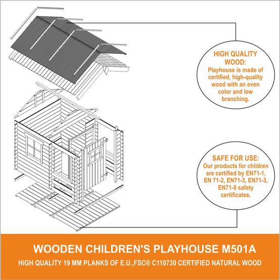 Timbela - Maison en bois pour enfants 182x146xH145cm/ 1,1 m² - Maison jardin enfant exterieur bois - 19 mm d’épaisseur - Timbela M501A - Image 7