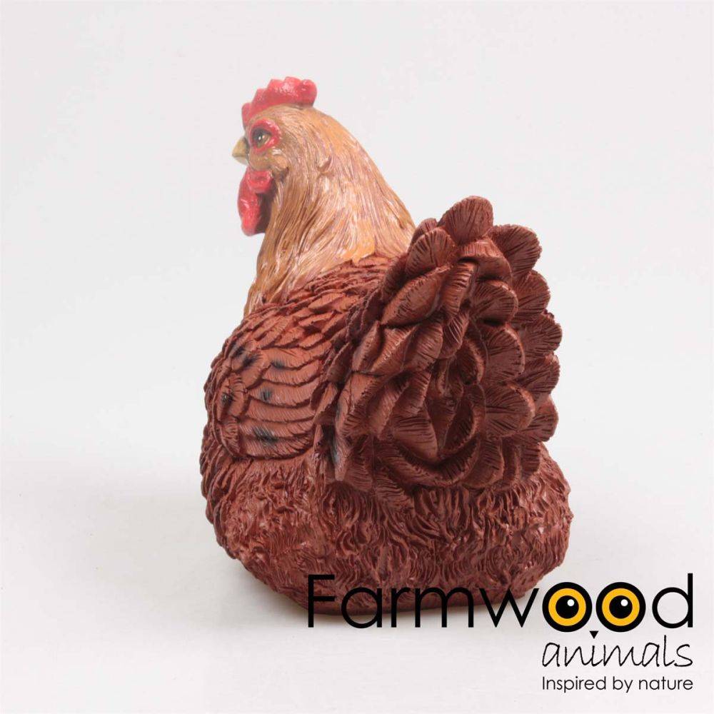 Farmwood Animals - Poule couvant en résine coloris brun 24 x 18 x 20 cm - Imagen 2