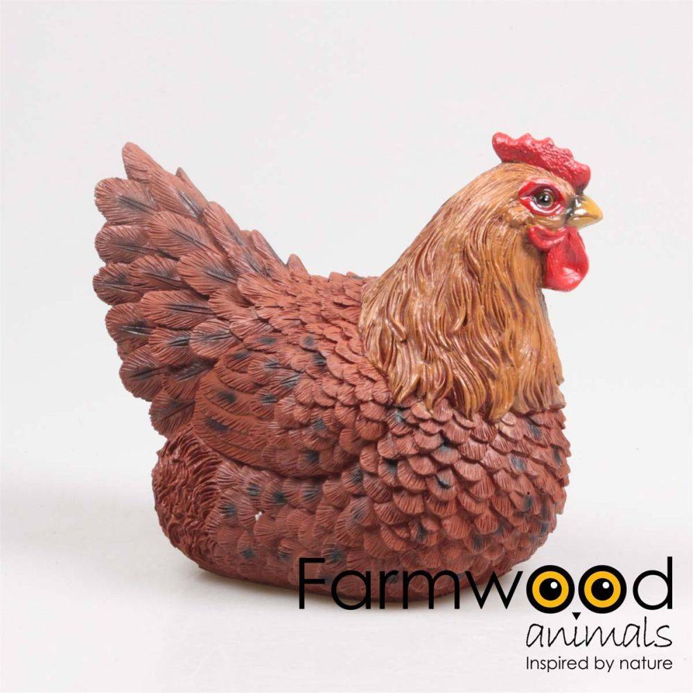 Farmwood Animals - Poule couvant en résine coloris brun 24 x 18 x 20 cm - Imagen 3