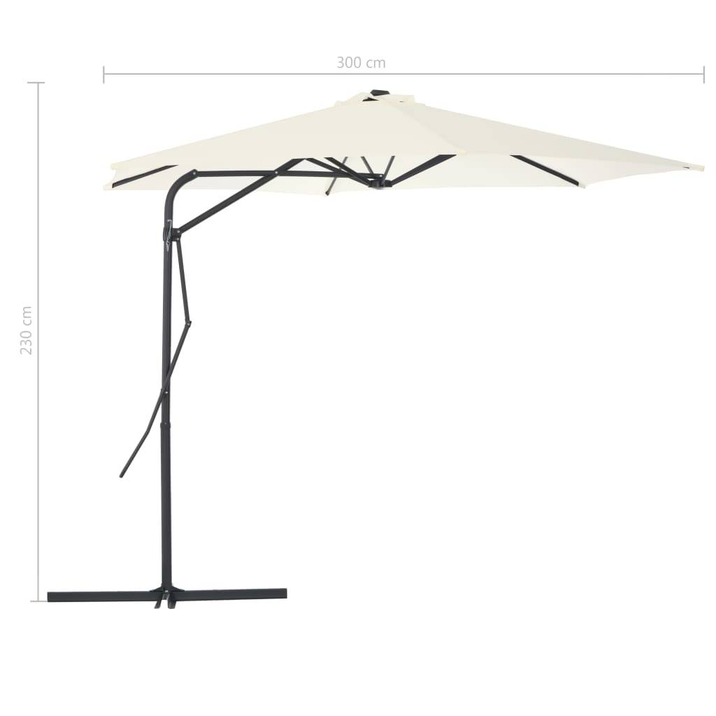 Helloshop26 - Parasol mobilier de jardin d'extérieur avec poteau en acier 300 cm sable - Imagen 6