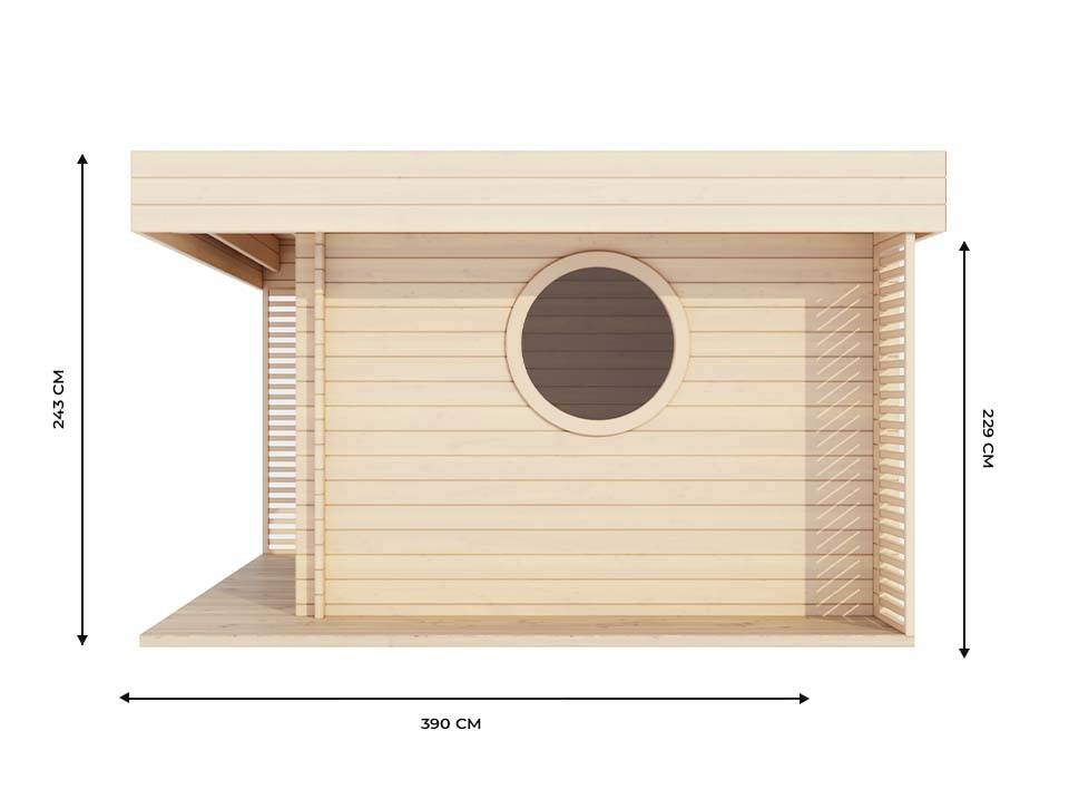 Direct Abris - Chalet de Jardin YAHA 12m2 - Bois naturel - Epaisseur des Murs : 44mm - Terrasse - Brise-vues - Traité Autoclave - Abris de jardin - Imagen 5