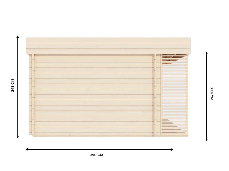 Direct Abris - Chalet de Jardin YAHA 12m2 - Bois naturel - Epaisseur des Murs : 44mm - Terrasse - Brise-vues - Traité Autoclave - Abris de jardin - Imagen 6