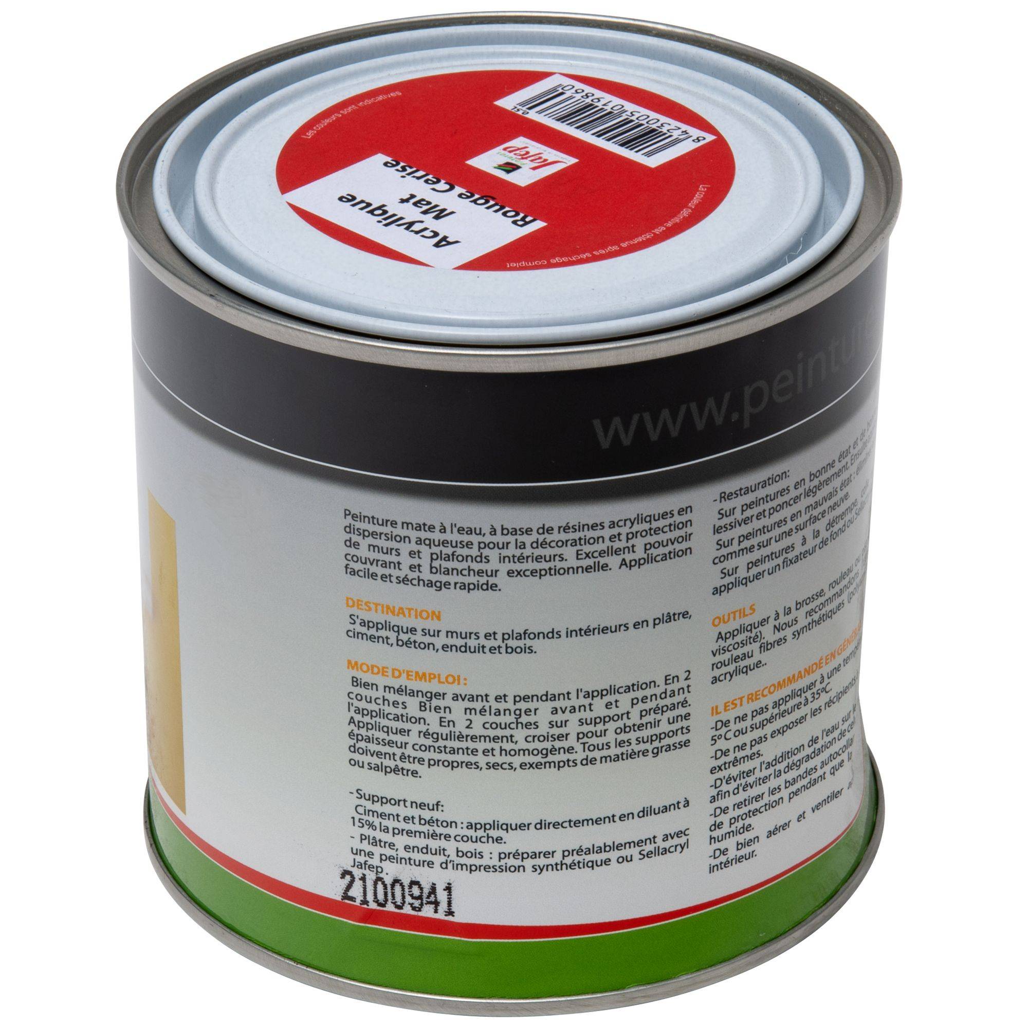 Peinture acrylique mat rouge cerise Jafep  0,5L - Image 2