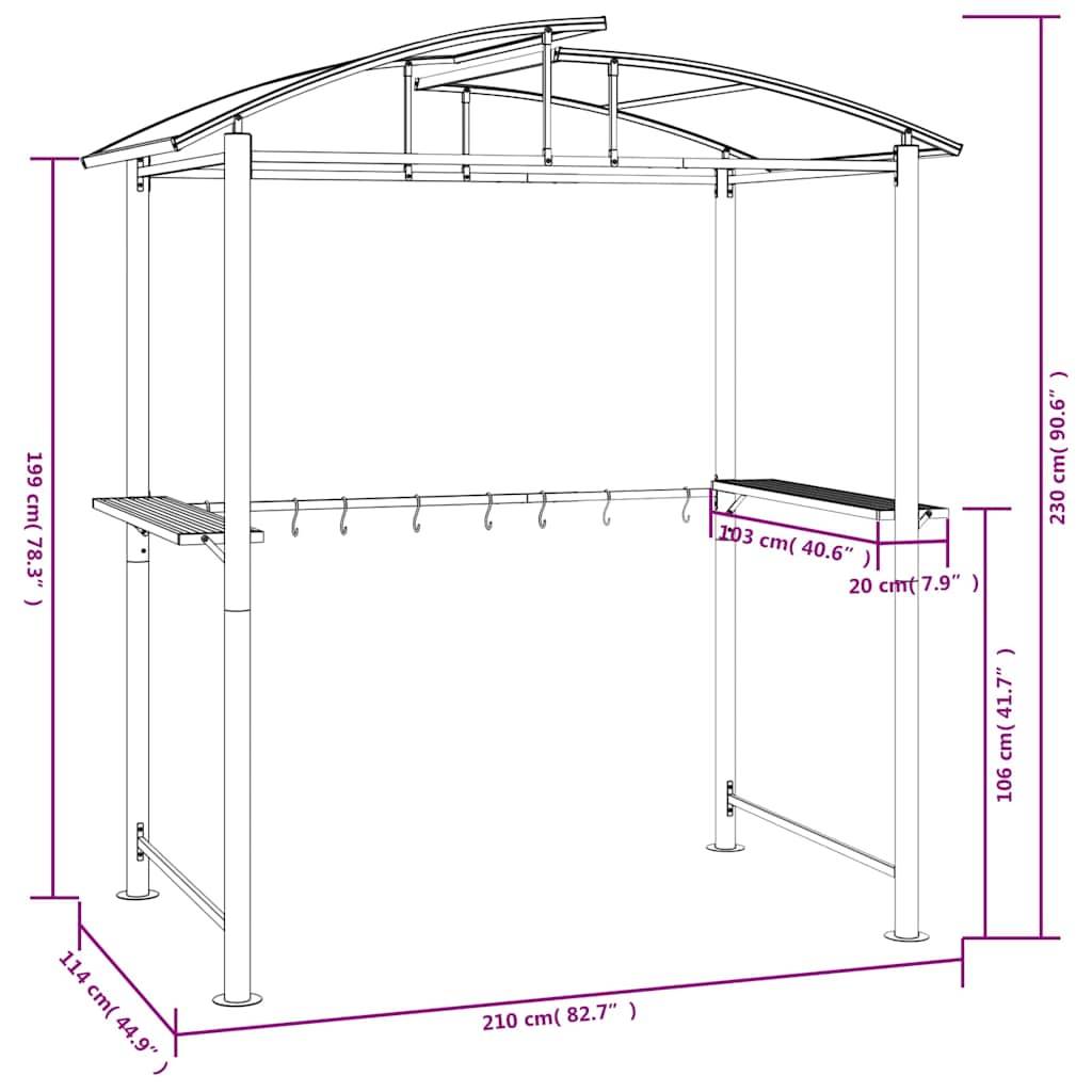 Vidaxl - Gazebo BBQ et étagères latérales anthracite 210x114x230cm acier vidaXL 360139 - Image 3