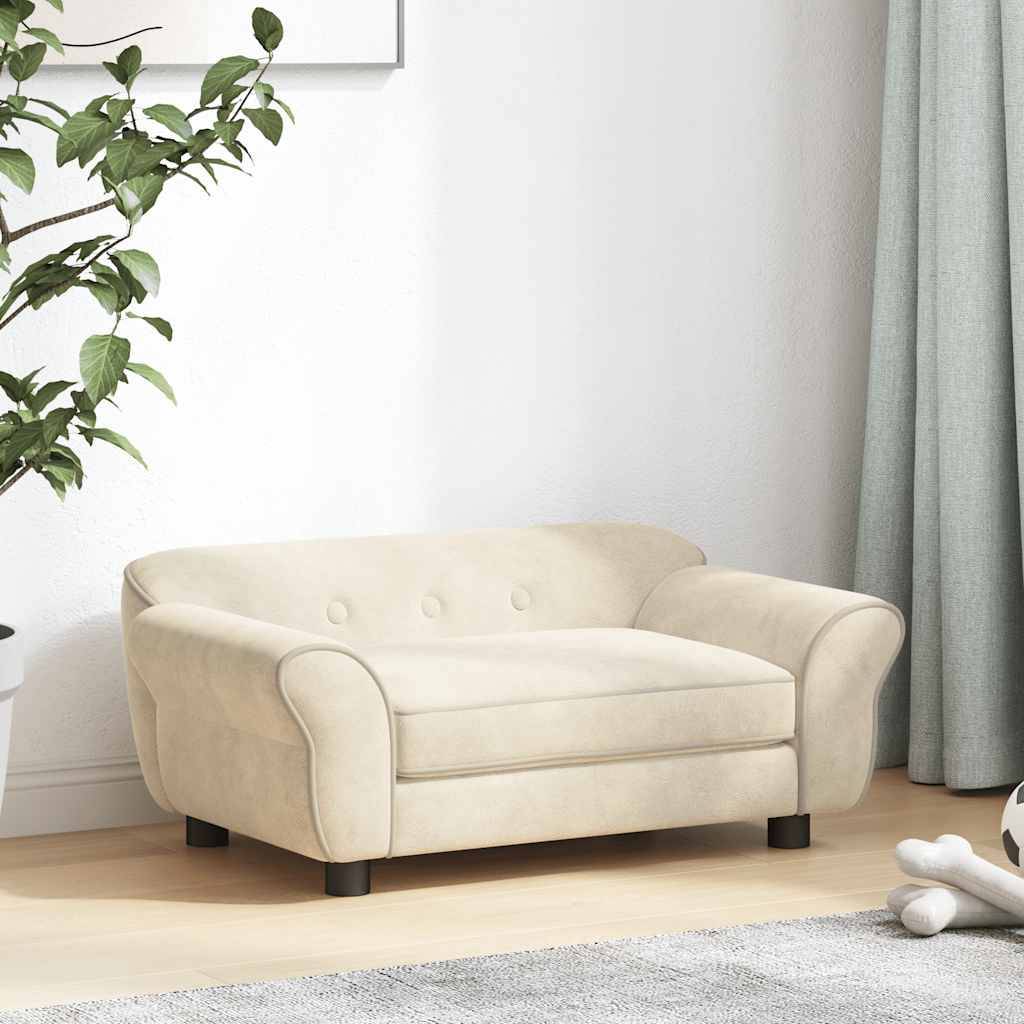 ComfortXL - Canapé Lit Chien Rembourré Bois Solide Couchage Chat Crème 72x45cm - ComfortXL Outdoor Living - Image 3