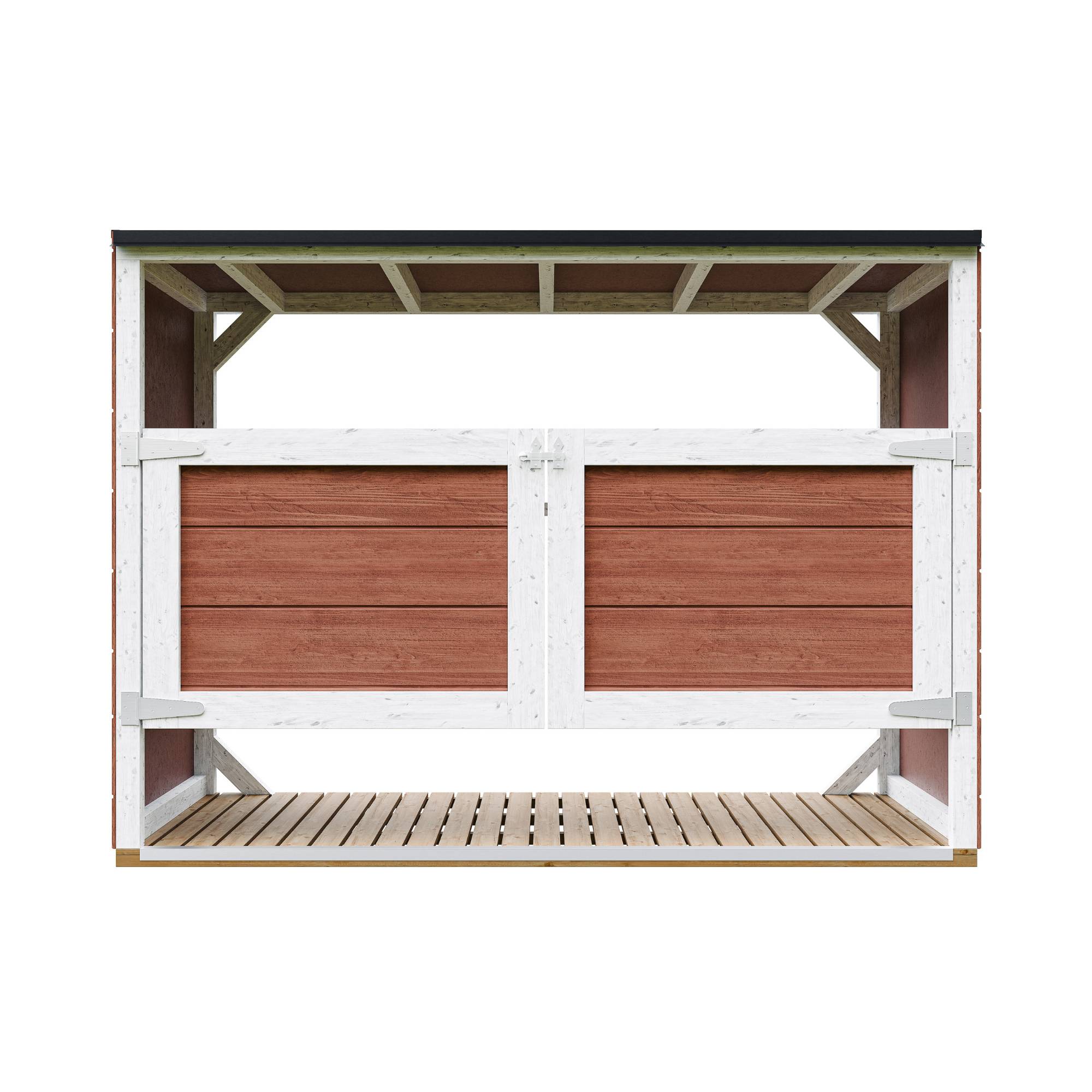 Timbela - Abri de jardin pour poubelles, Cache poubelle extérieur 1,62 m² / 3x240L - Timbela M982A-REDWOOD RED - Image 2