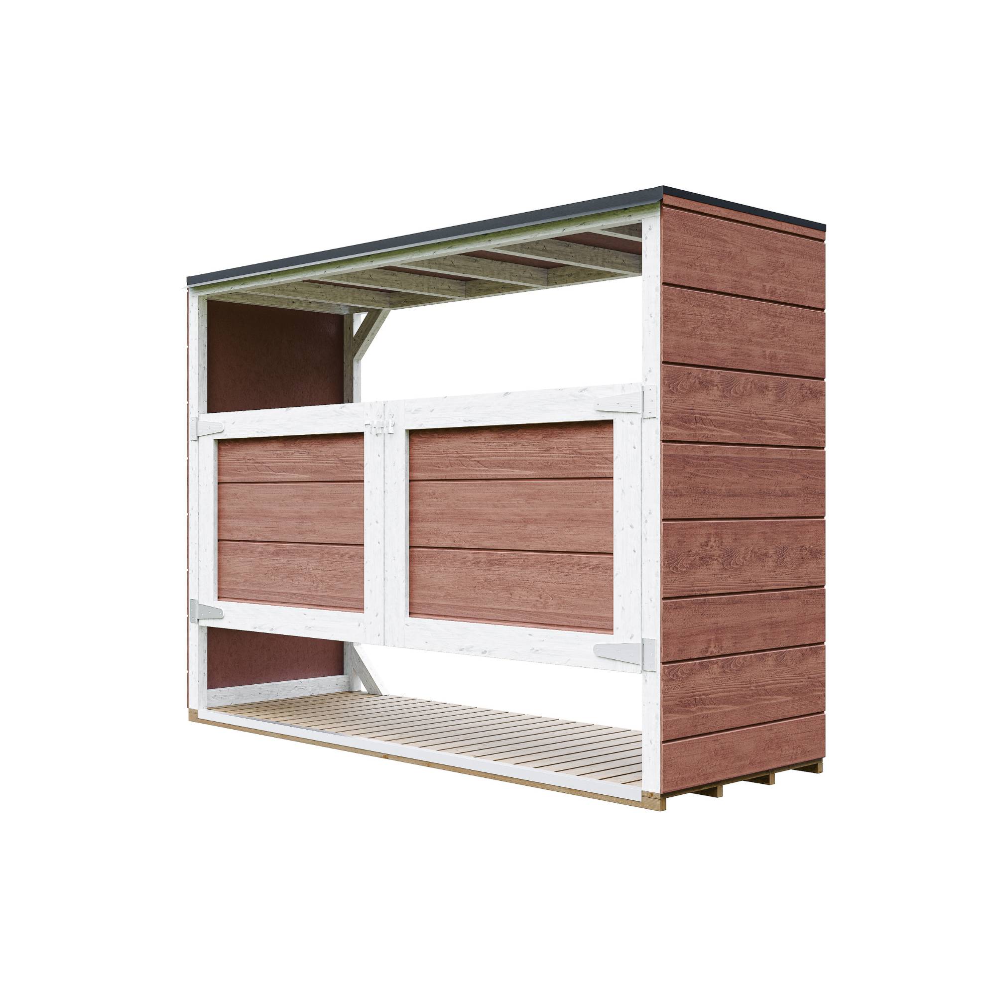 Timbela - Abri de jardin pour poubelles, Cache poubelle extérieur 1,62 m² / 3x240L - Timbela M982A-REDWOOD RED - Image 4