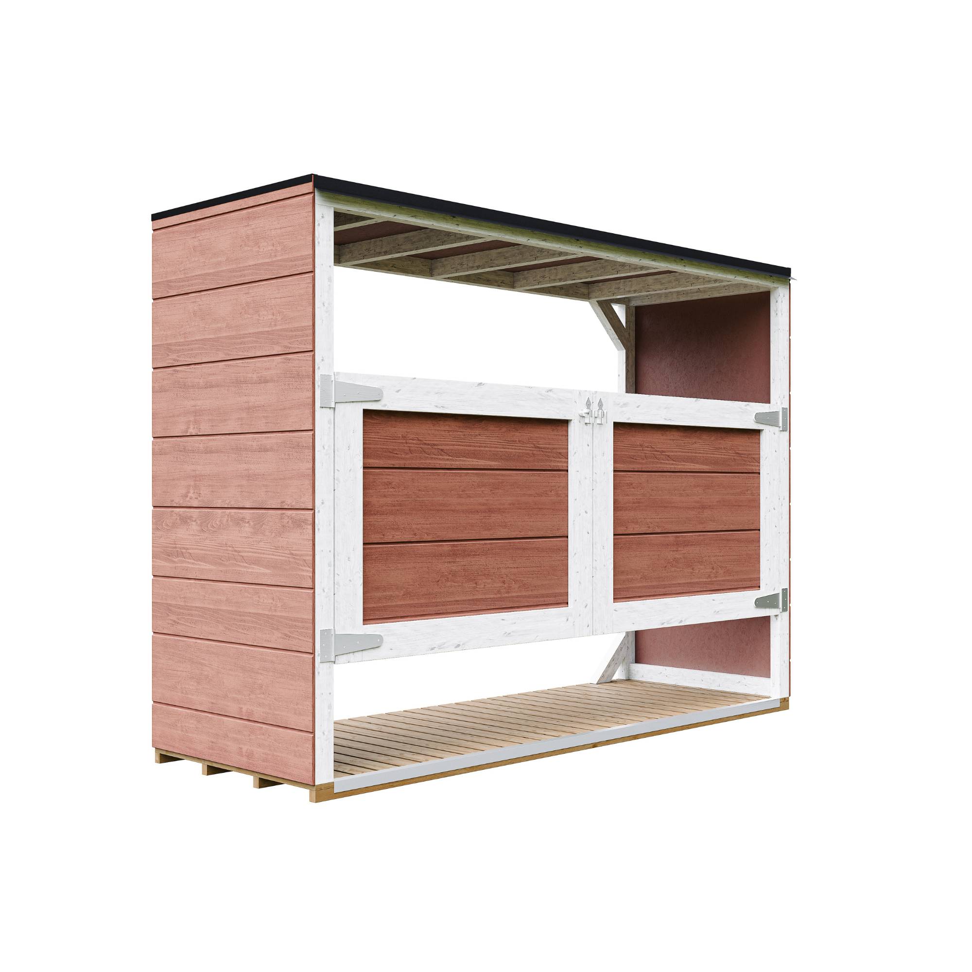 Timbela - Abri de jardin pour poubelles, Cache poubelle extérieur 1,62 m² / 3x240L - Timbela M982A-REDWOOD RED - Image 3