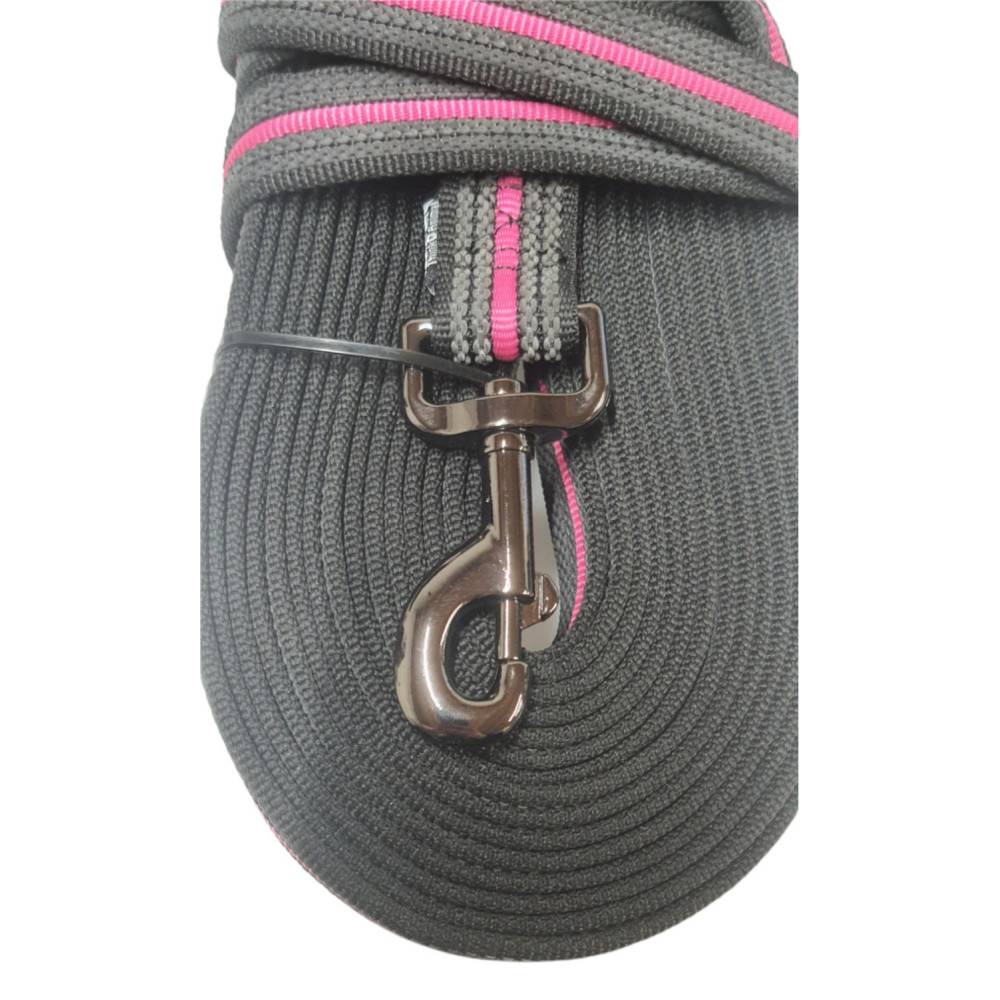 Laisse d'entraînement en nylon. 10 mètres x 25 mm.  rose. pour chien. - Imagen 3