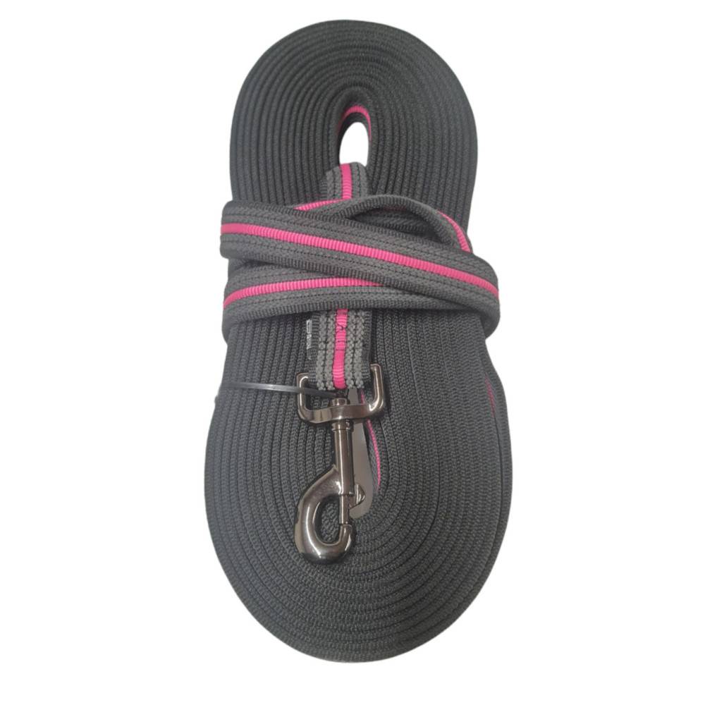 Laisse d'entraînement en nylon. 10 mètres x 25 mm.  rose. pour chien. - Imagen 1
