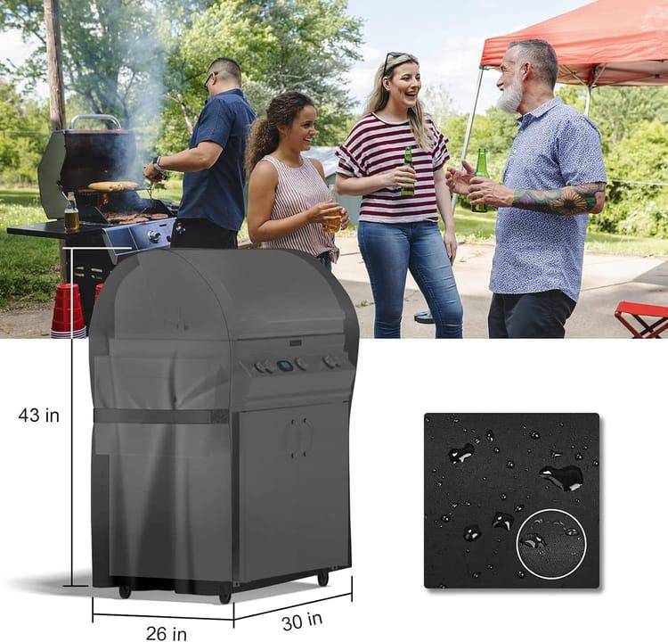 IntiMeg - Housse Barbecue Exterieur,Housse Plancha,Bache Barbecue,Housse Barbecue de 210D Oxford Protection BBQ Convient aux Weber,Brinkmann etc,77x67x110cm - Image 3