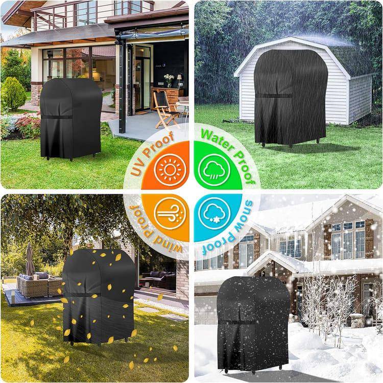 IntiMeg - Housse Barbecue Exterieur,Housse Plancha,Bache Barbecue,Housse Barbecue de 210D Oxford Protection BBQ Convient aux Weber,Brinkmann etc,77x67x110cm - Image 2