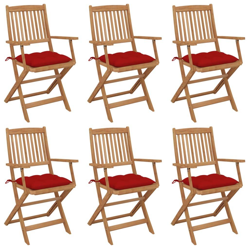 PANGIVO - Lot de 6 chaises de jardin pliables bois d'acacia rouge 54 x 57 x 91 cm - PANGIVO - Image 1