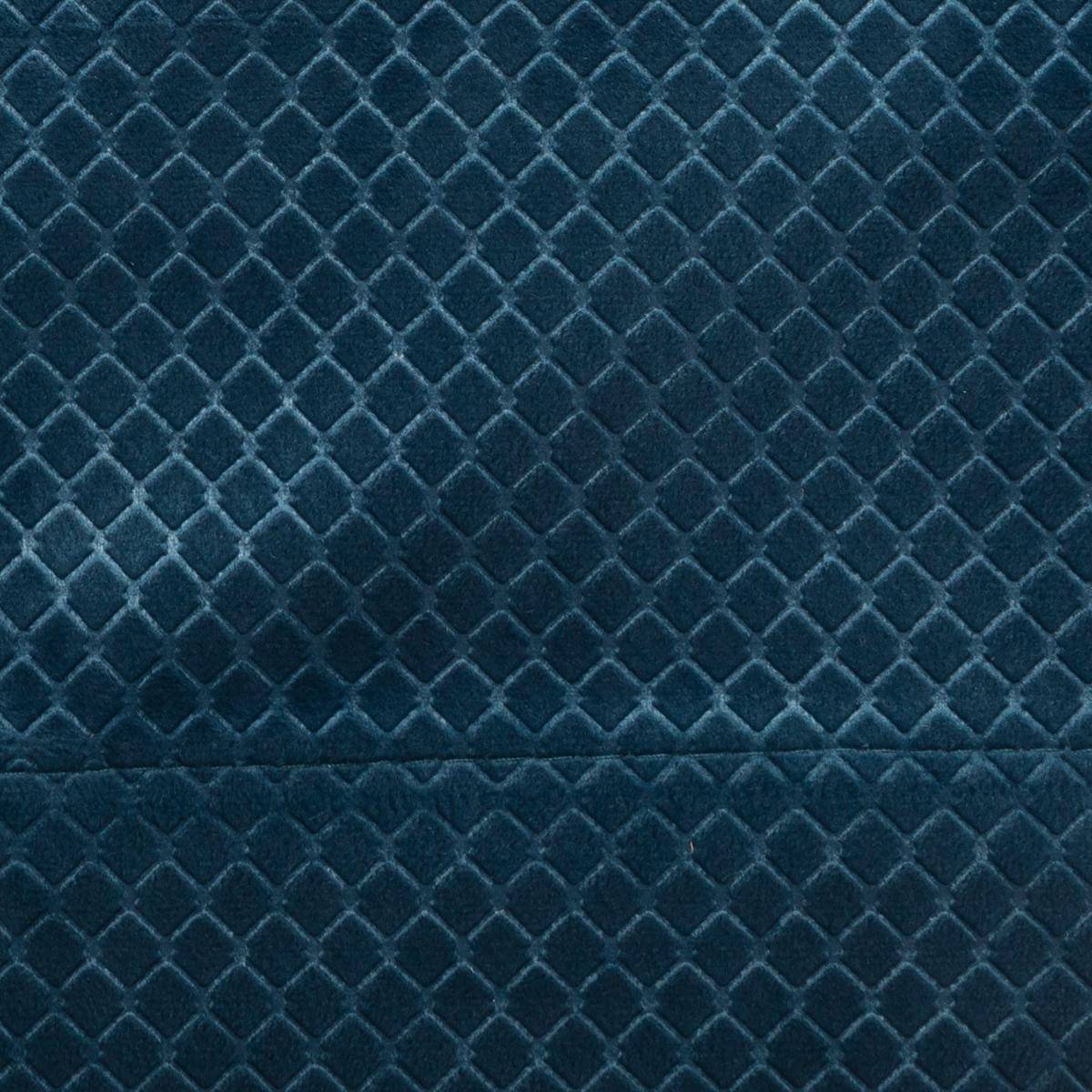 Atmosphera - Lot de 2 Rideaux à  œillets Occultant en Velours Bleu canard motif en relief 140 x 260 cm - Imagen 4