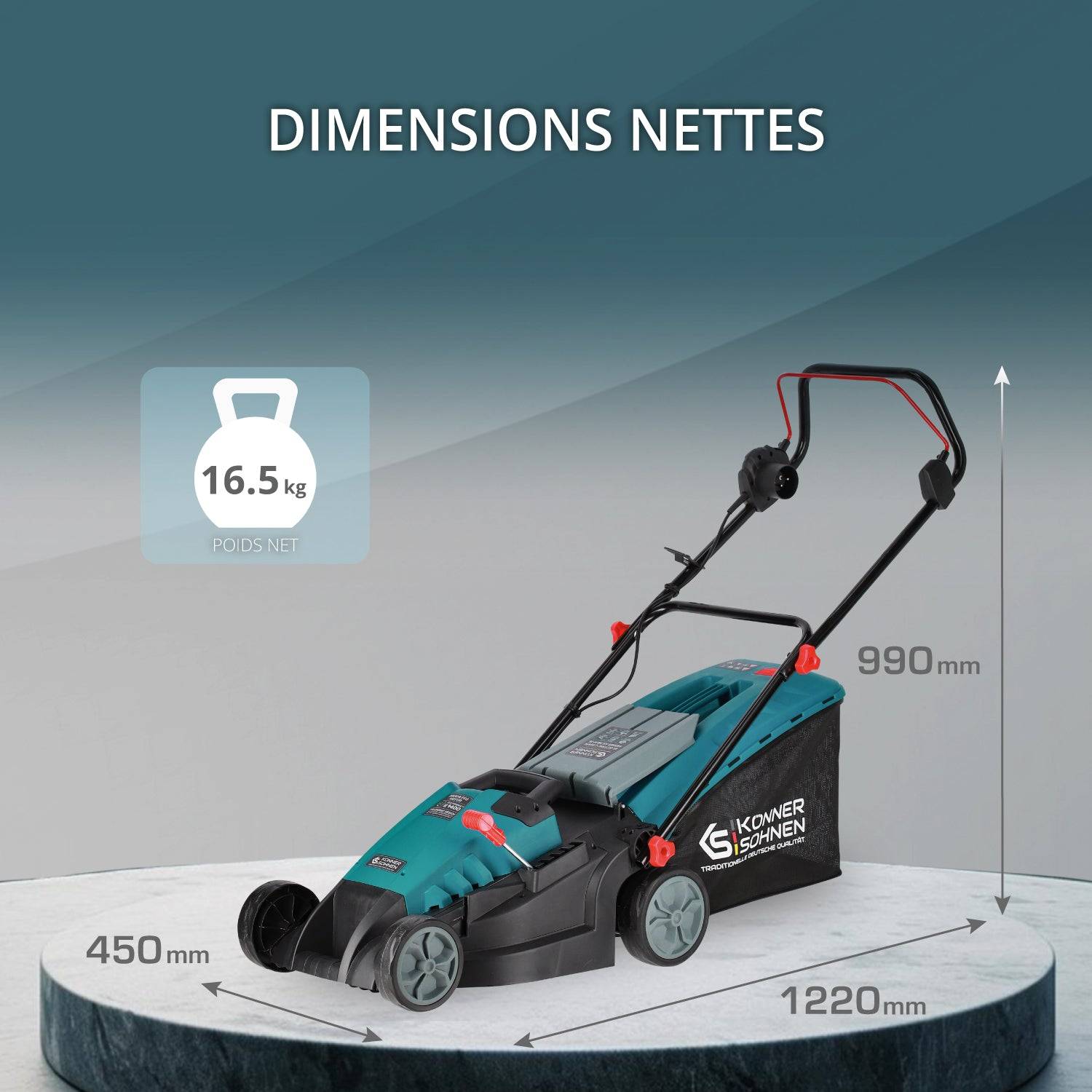 Tondeuse électrique 1400W, 38 cm de coupe, 3000 tr/min - Könner  Söhnen KS 38LM-BL - Image 6